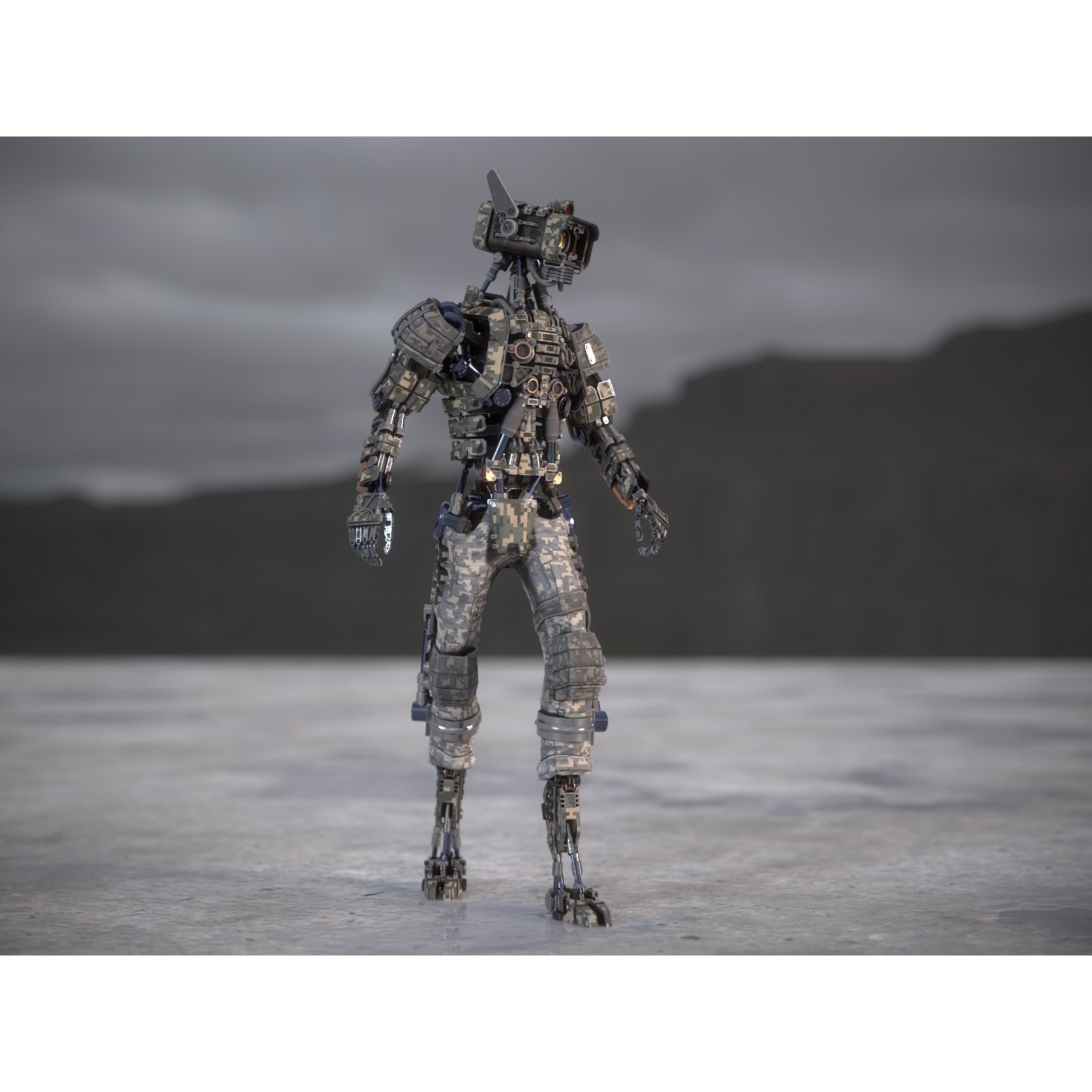 Futuristic Robot - Low-Poly Game-Ready 3D Model - View 30