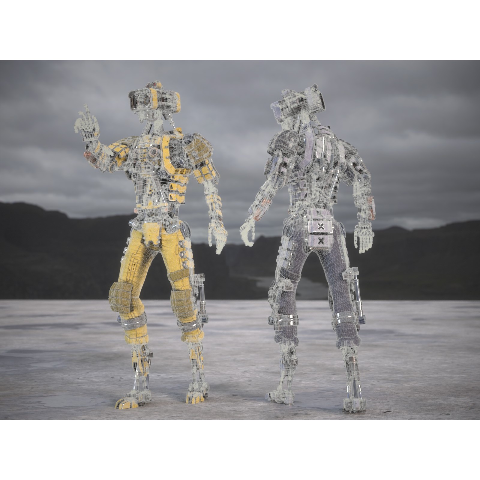 Futuristic Robot - Low-Poly Game-Ready 3D Model - View 31