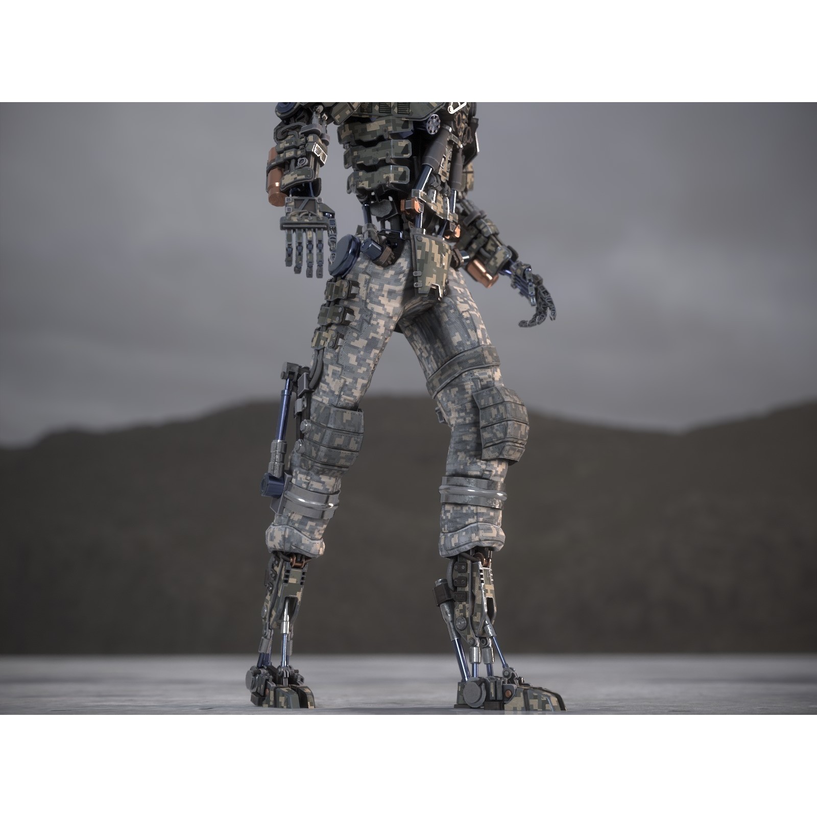 Futuristic Robot - Low-Poly Game-Ready 3D Model - View 34