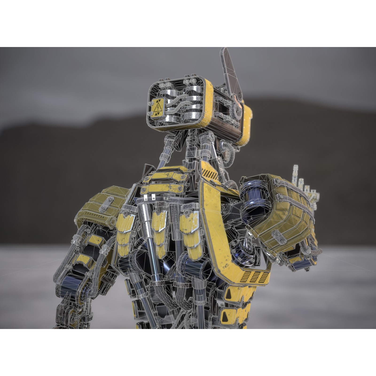 Futuristic Robot - Low-Poly Game-Ready 3D Model - View 36