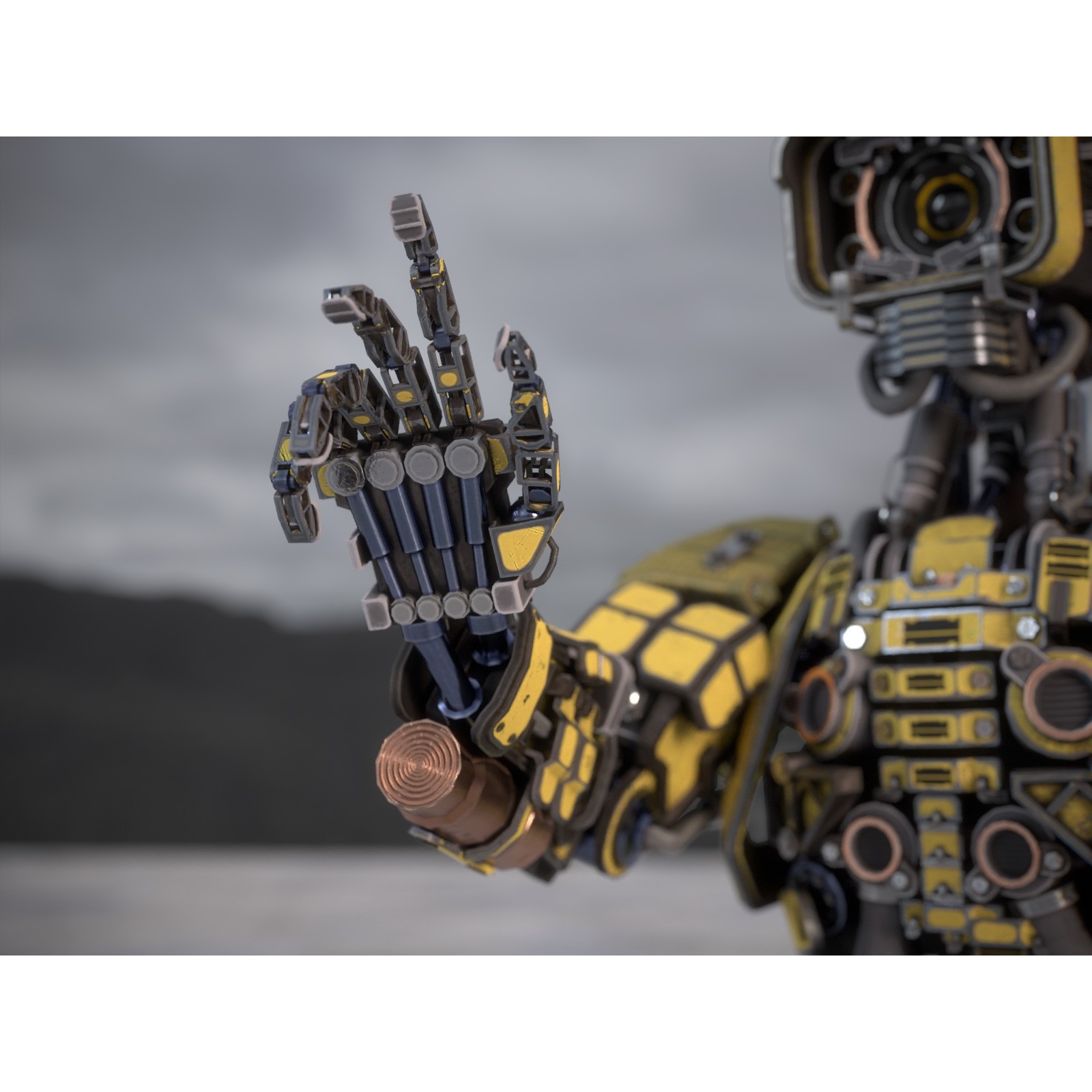Futuristic Robot - Low-Poly Game-Ready 3D Model - View 8