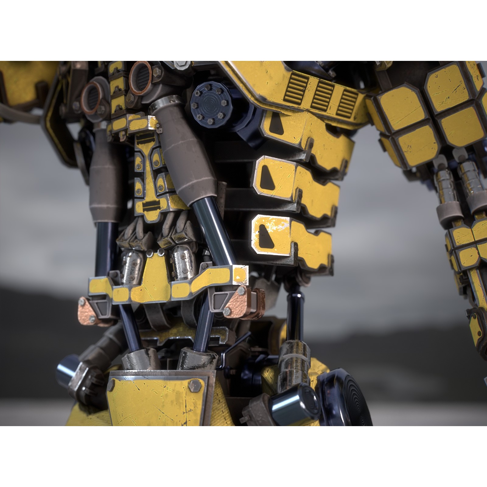 Futuristic Robot - Low-Poly Game-Ready 3D Model - View 9