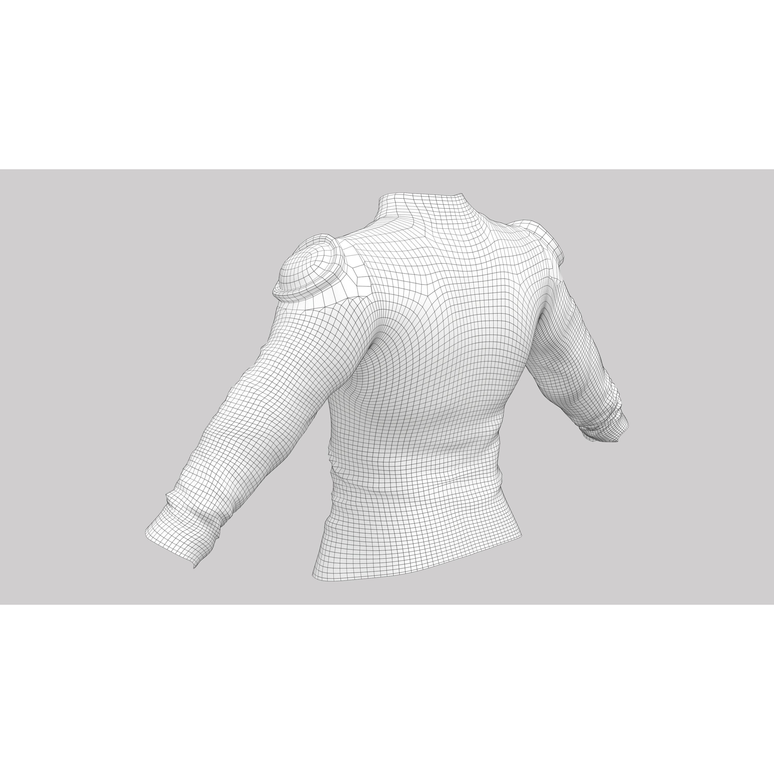 Mens Space Agent Jacket - Low-Poly Game-Ready 3D Model - View 8
