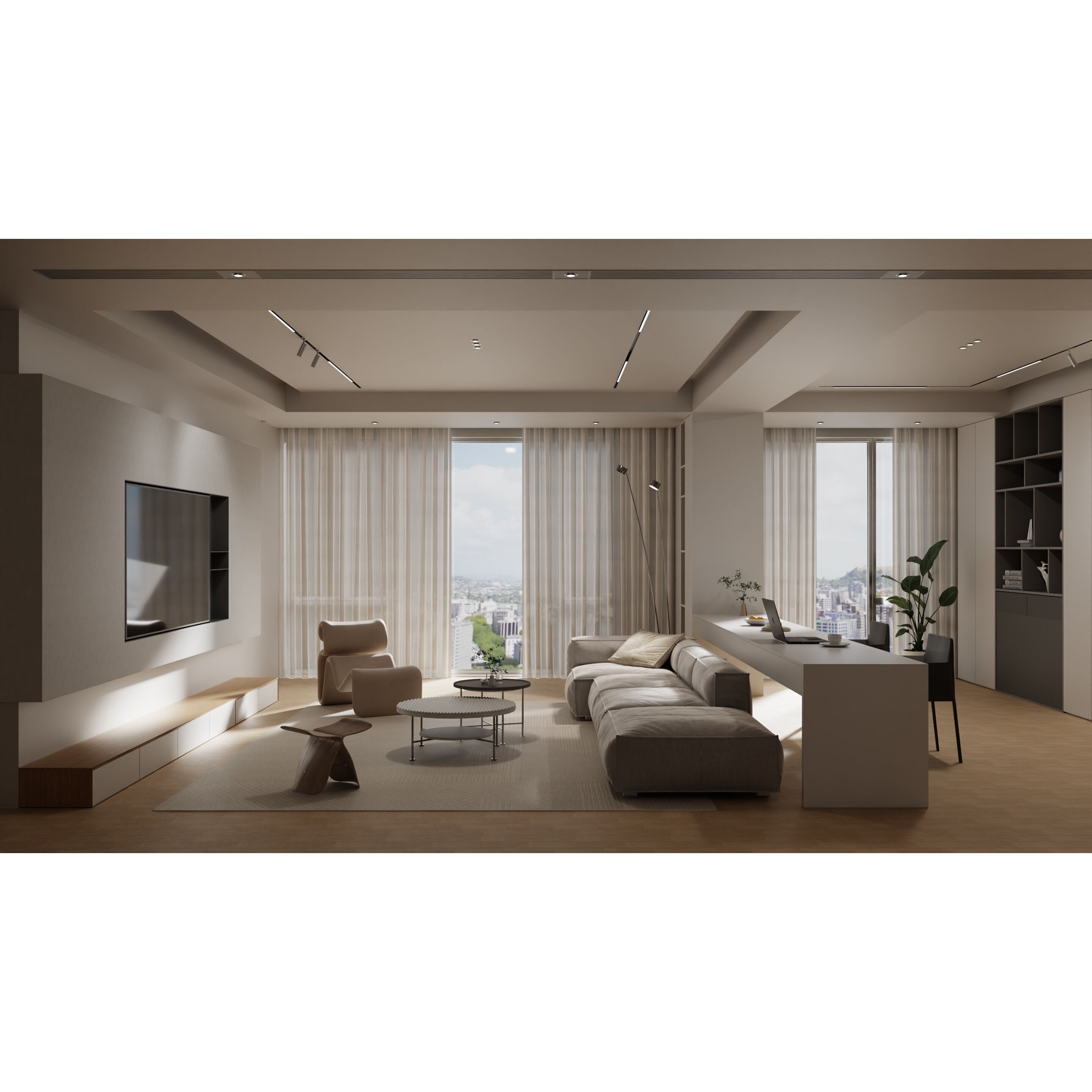 Log Style Living Room - Game-Ready 3D Model - View 4