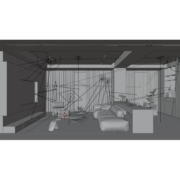 Log Style Living Room - Game-Ready 3D Model - View 8