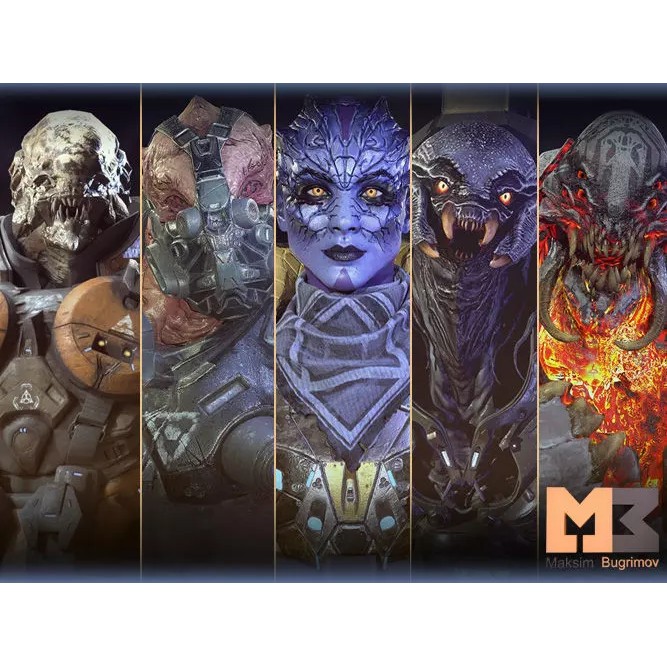 Aliens Warrior Pack - Low-Poly Game-Ready 3D Model - View 2