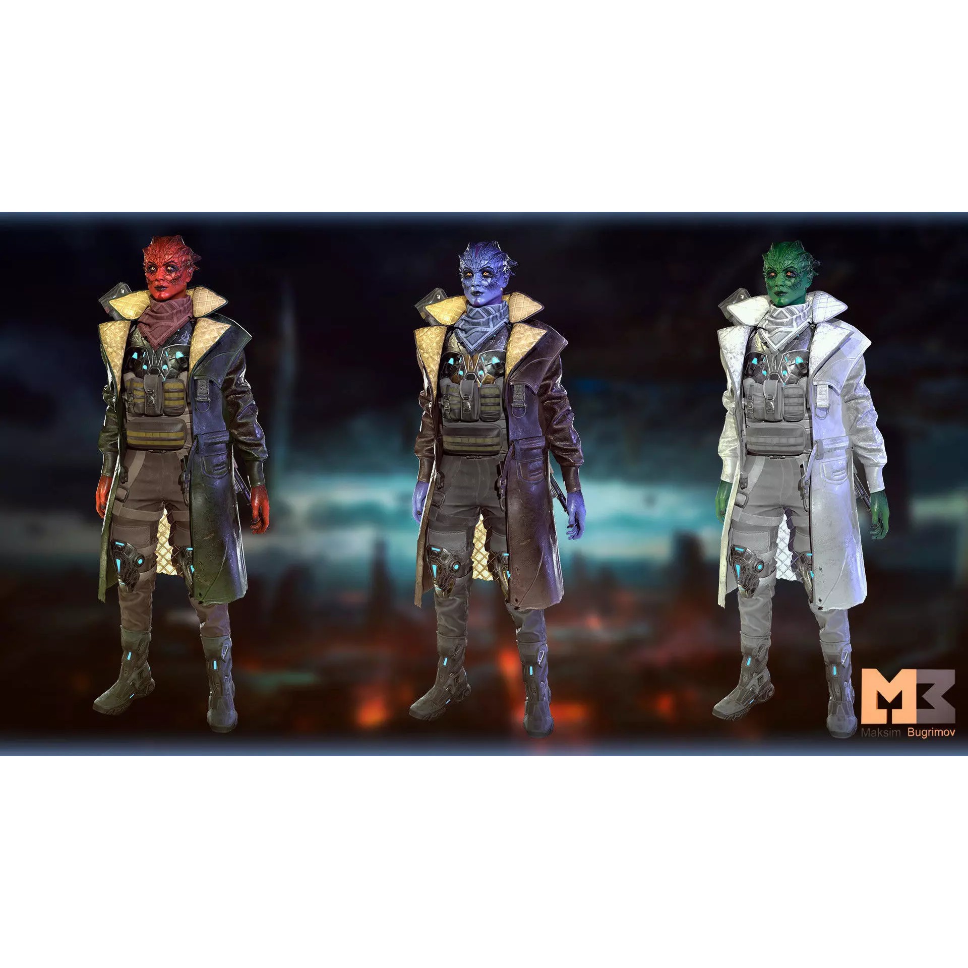 Aliens Warrior Pack - Low-Poly Game-Ready 3D Model - View 5