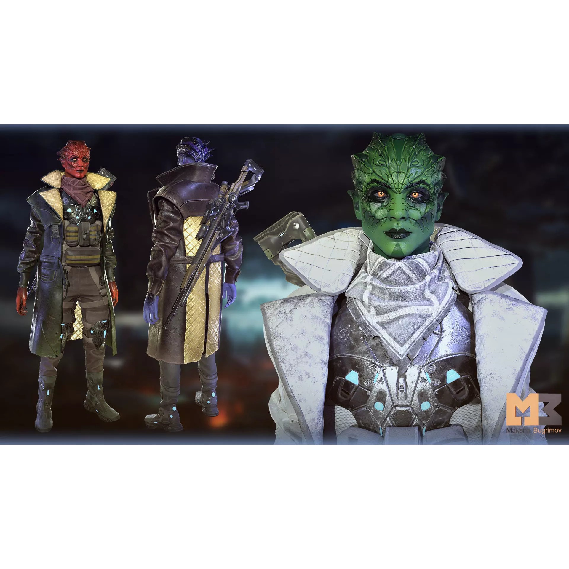 Aliens Warrior Pack - Low-Poly Game-Ready 3D Model - View 6