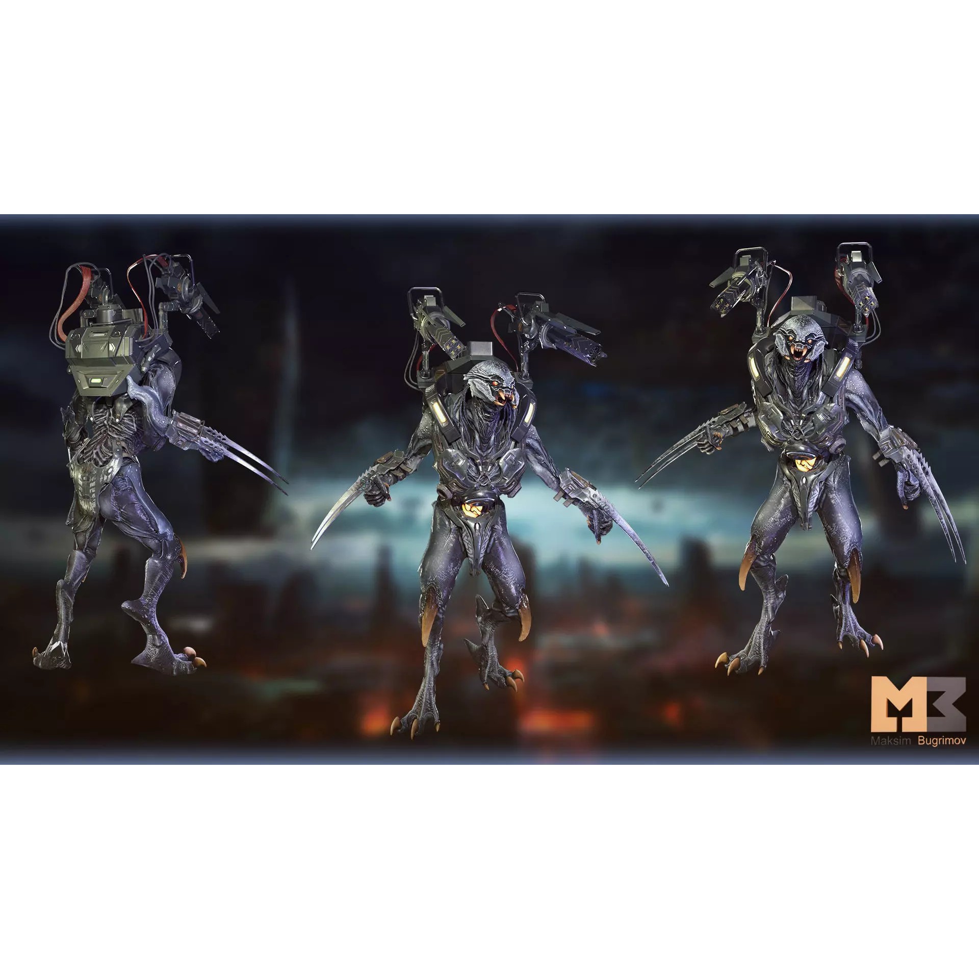 Aliens Warrior Pack - Low-Poly Game-Ready 3D Model - View 8