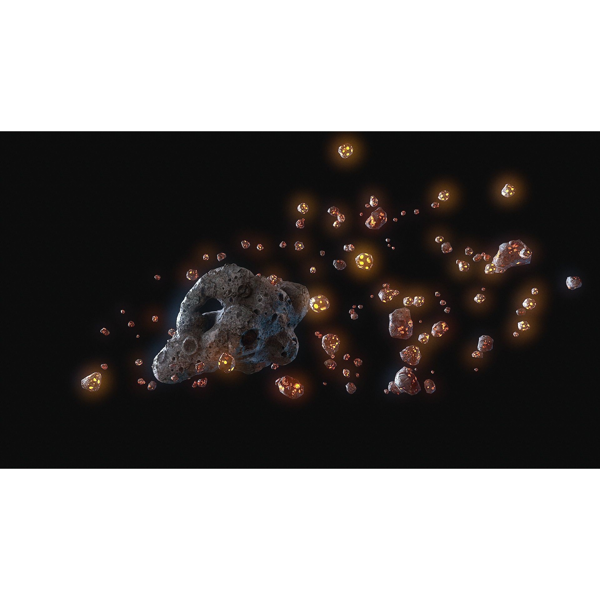 Realistic Asteroid Clouds - Low-Poly Game-Ready 3D Model - View 11