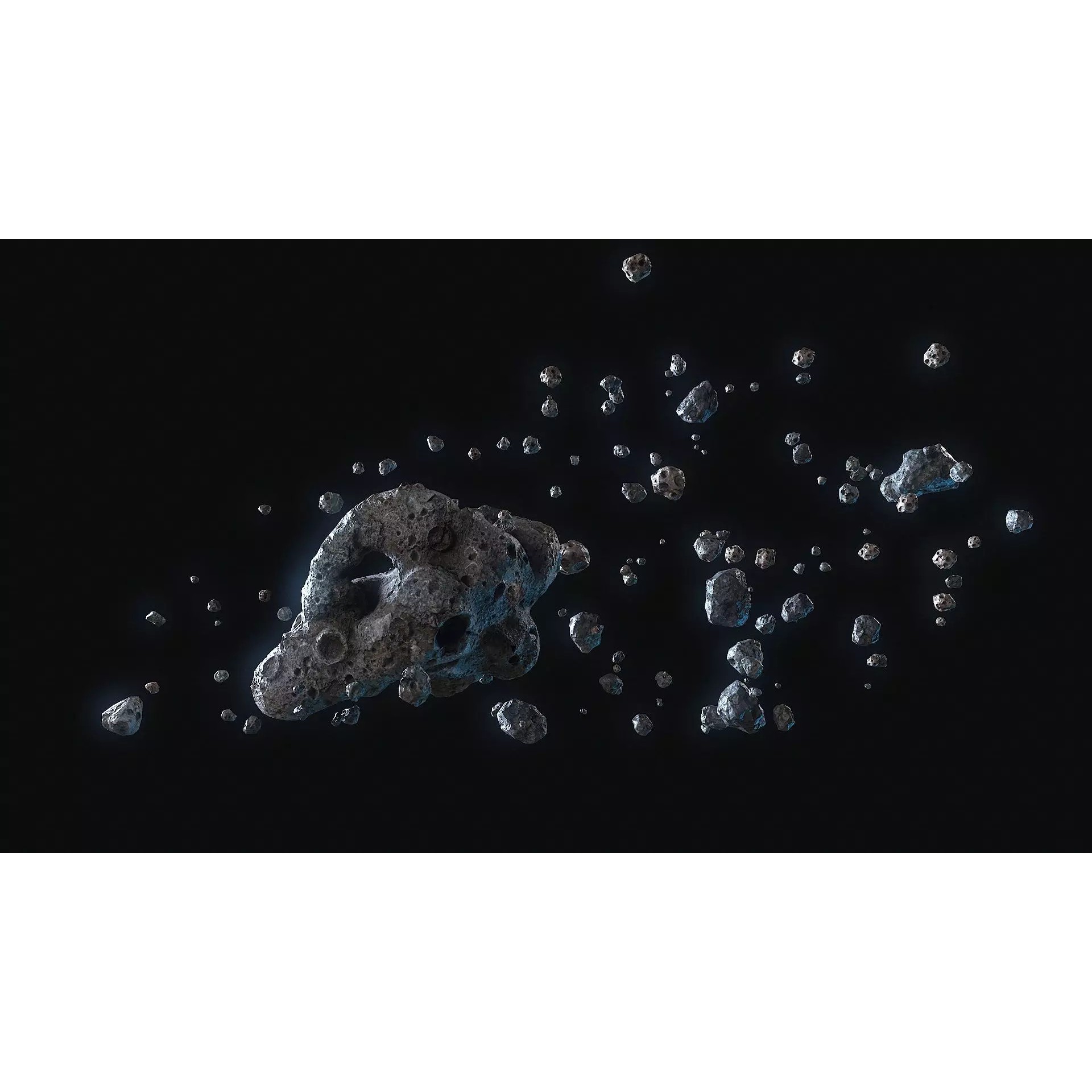 Realistic Asteroid Clouds - Low-Poly Game-Ready 3D Model - View 2