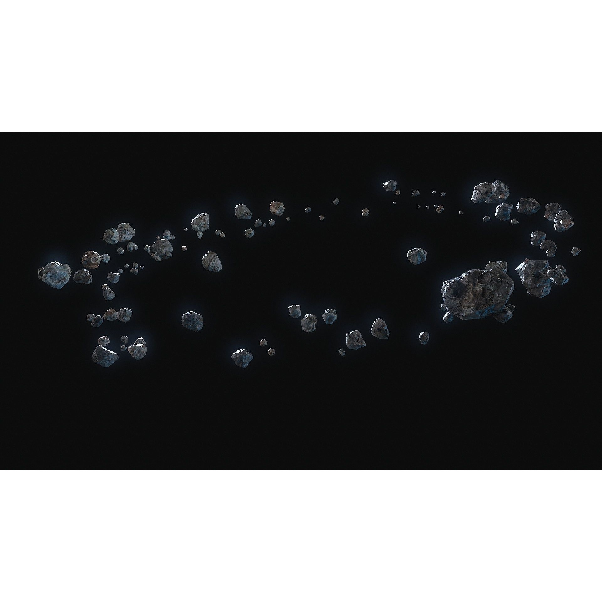 Realistic Asteroid Clouds - Low-Poly Game-Ready 3D Model - View 3
