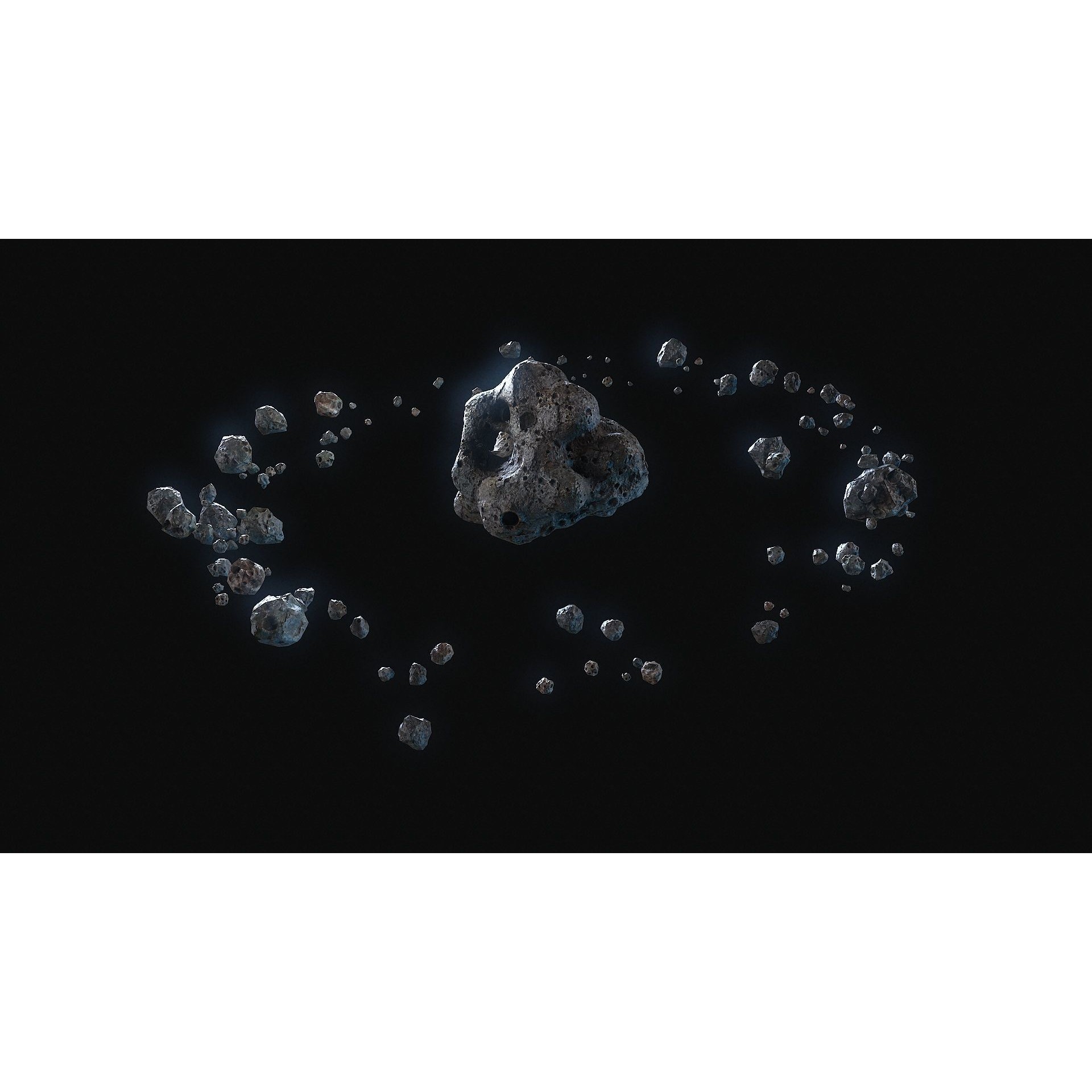 Realistic Asteroid Clouds - Low-Poly Game-Ready 3D Model - View 5