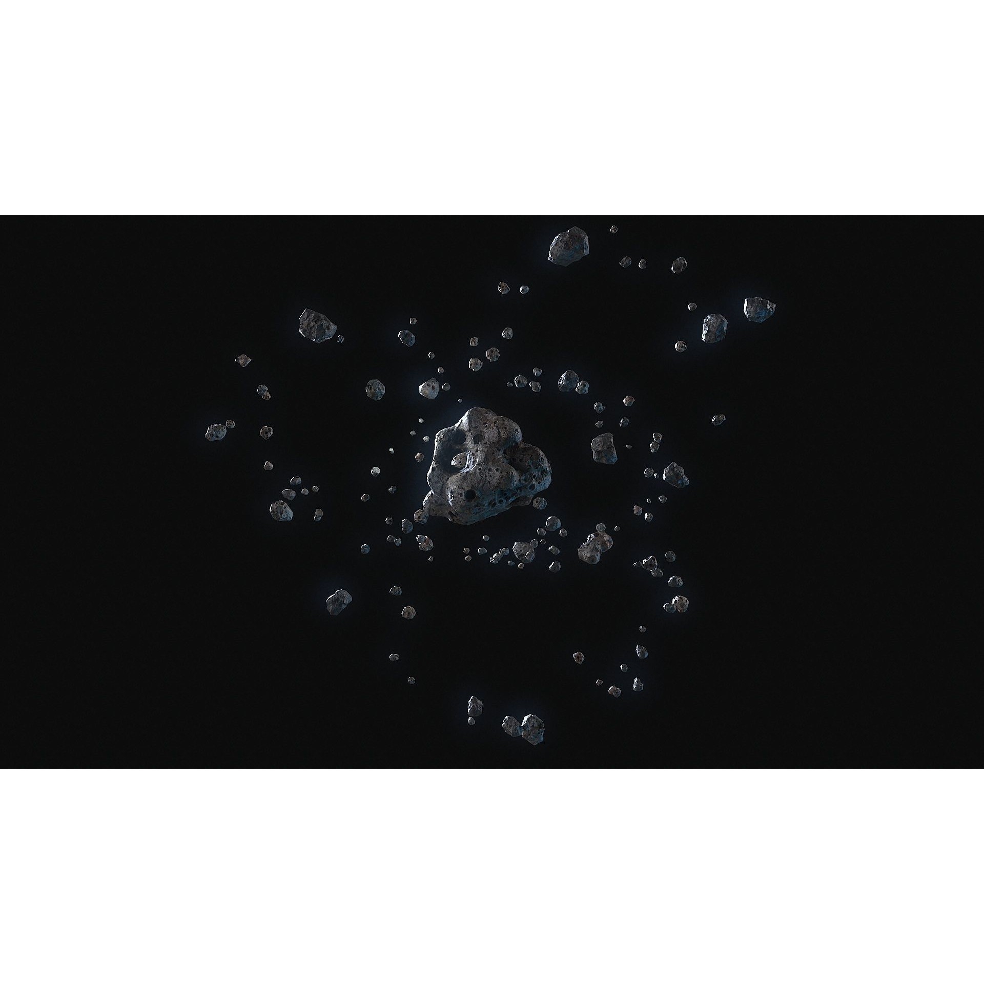 Realistic Asteroid Clouds - Low-Poly Game-Ready 3D Model - View 7