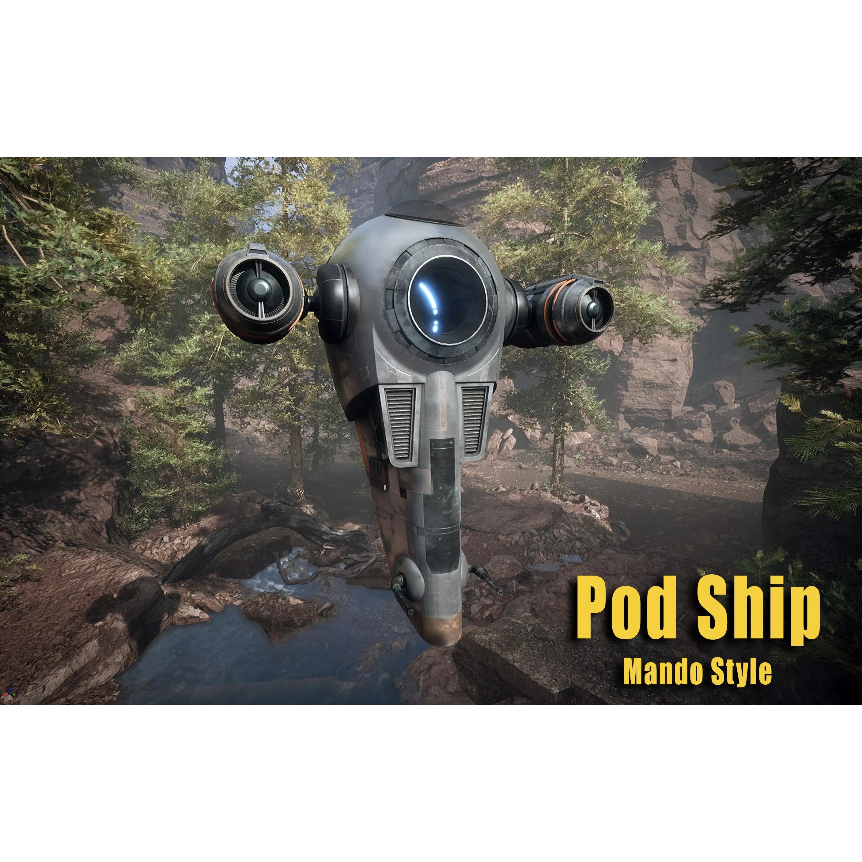 Grogu Style Pod Ship - Low-Poly Game-Ready 3D Model - View 2