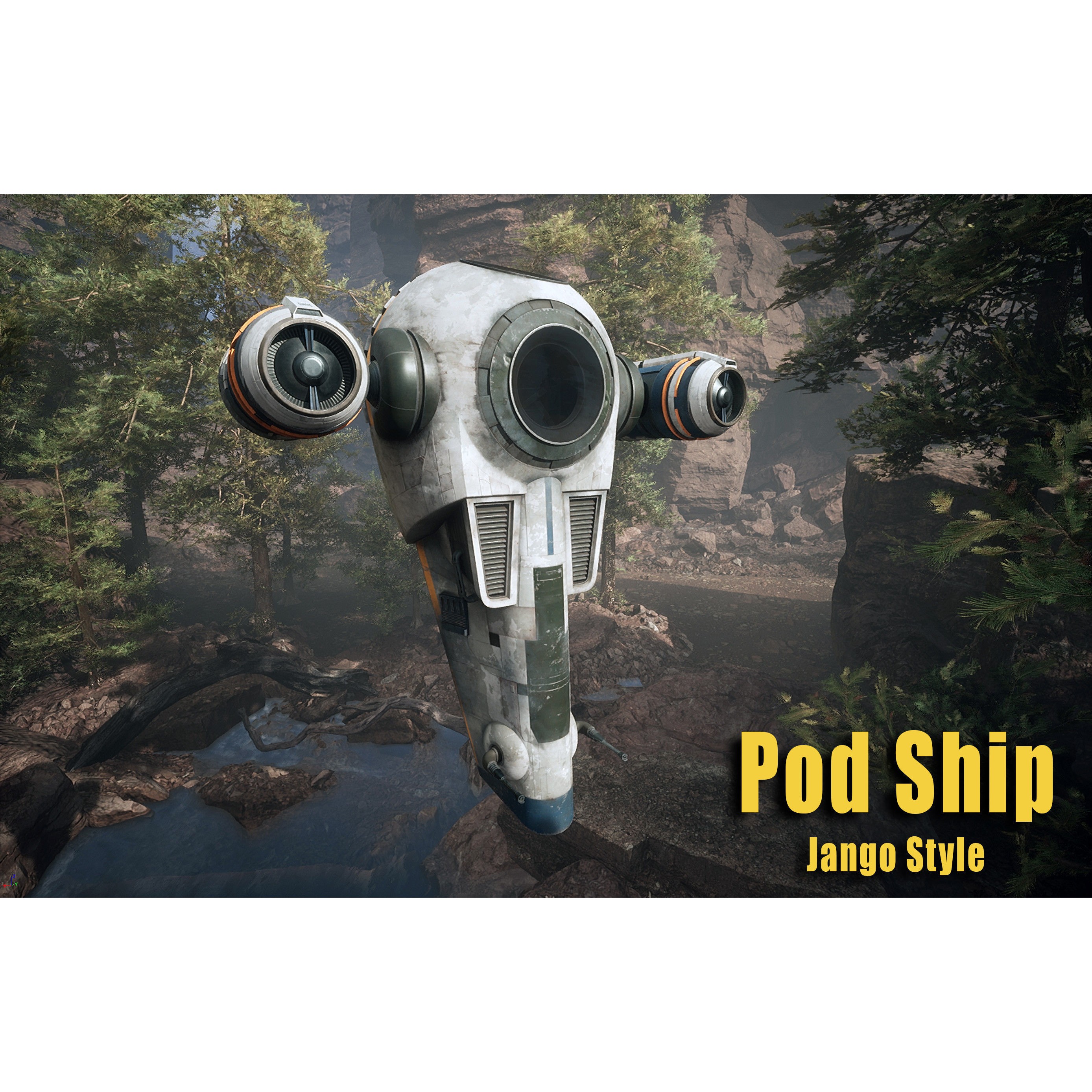 Grogu Style Pod Ship - Low-Poly Game-Ready 3D Model - View 3