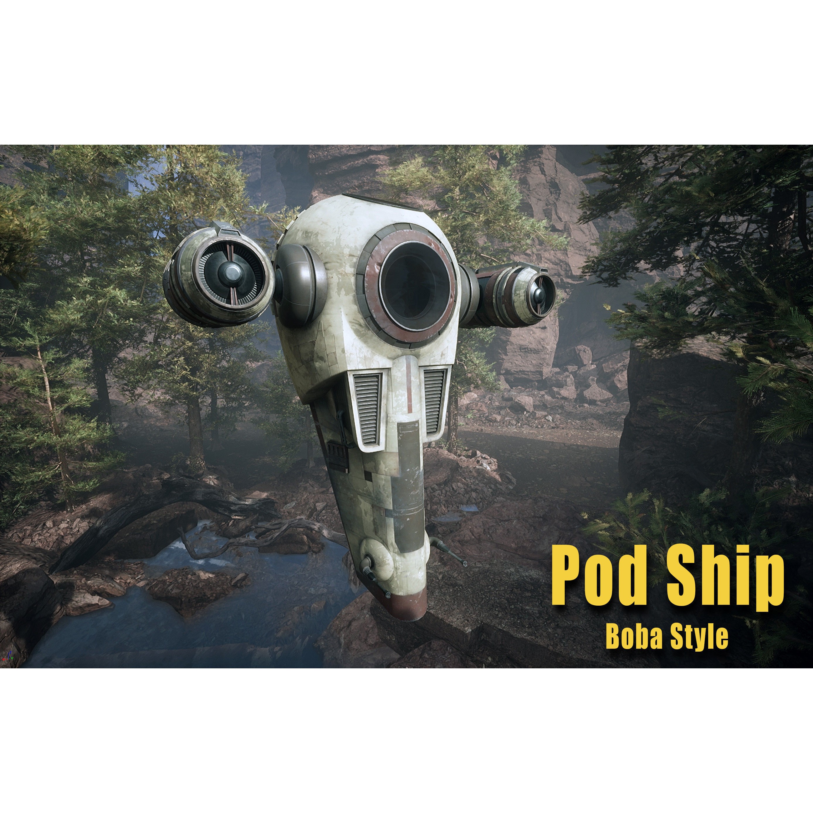 Grogu Style Pod Ship - Low-Poly Game-Ready 3D Model - View 4