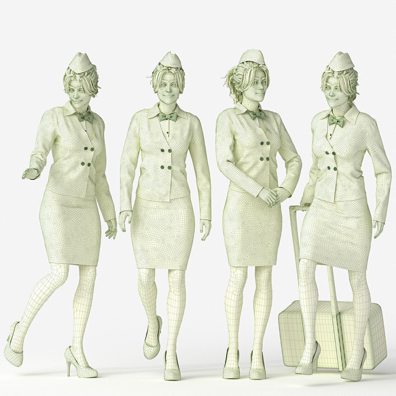 Stewardess - Low-Poly Game-Ready 3D Model