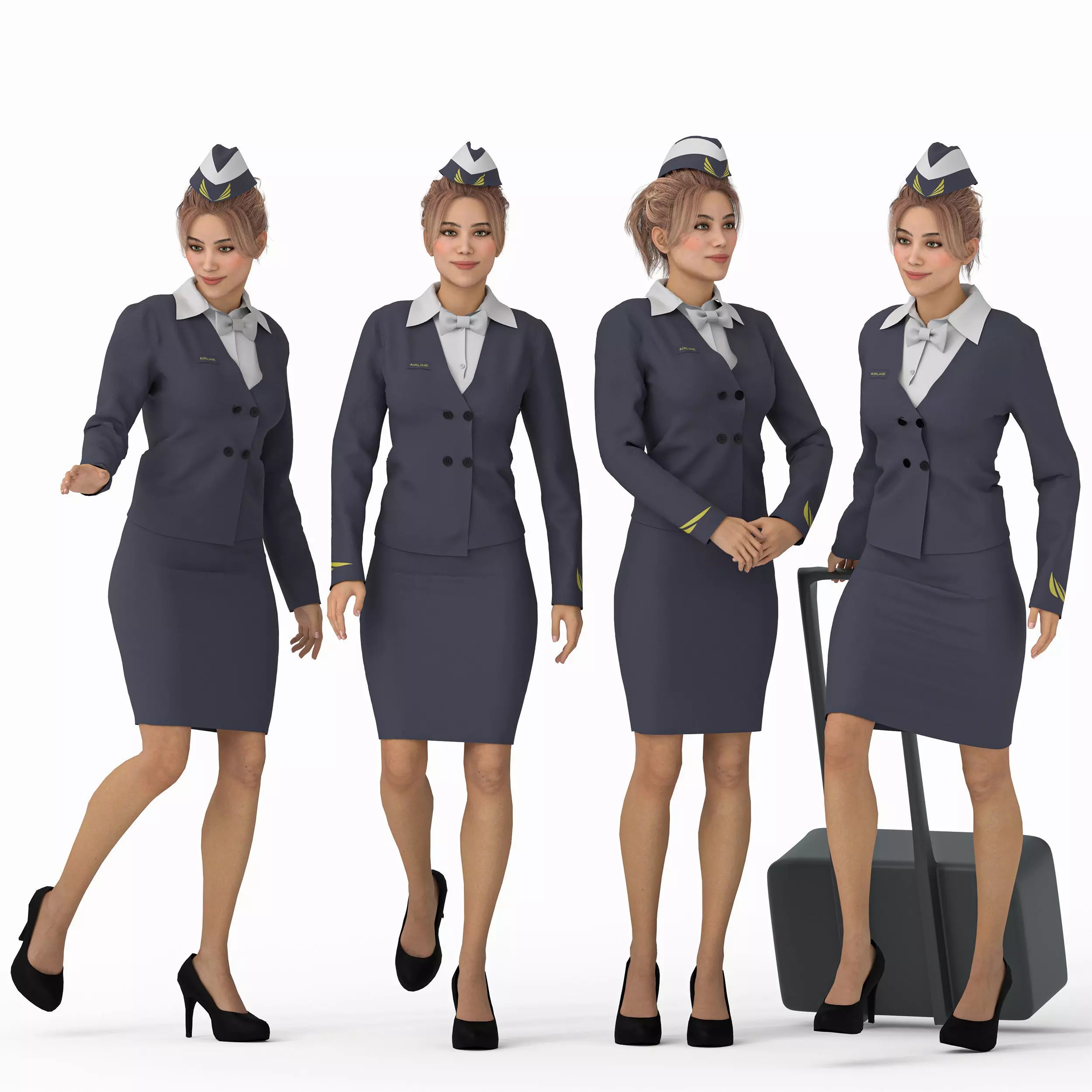Stewardess - Low-Poly Game-Ready 3D Model - View 2