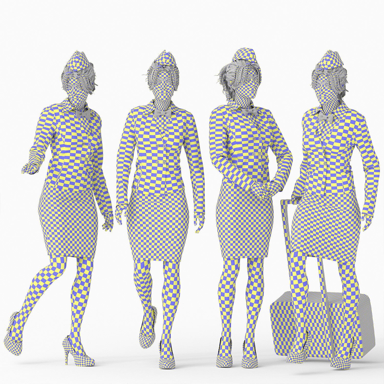 Stewardess - Low-Poly Game-Ready 3D Model - View 5