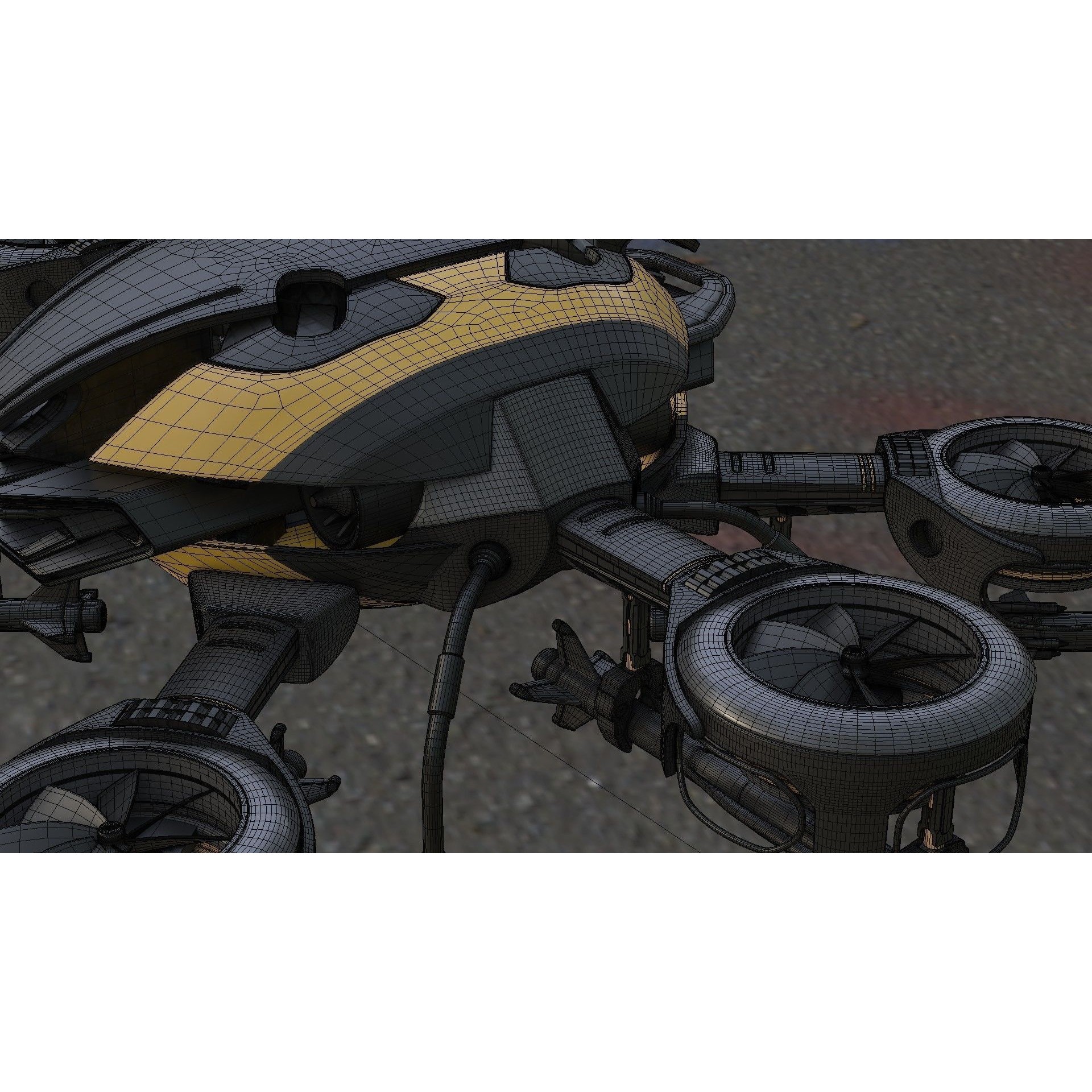 MissileCopter Drone - Game-Ready 3D Model