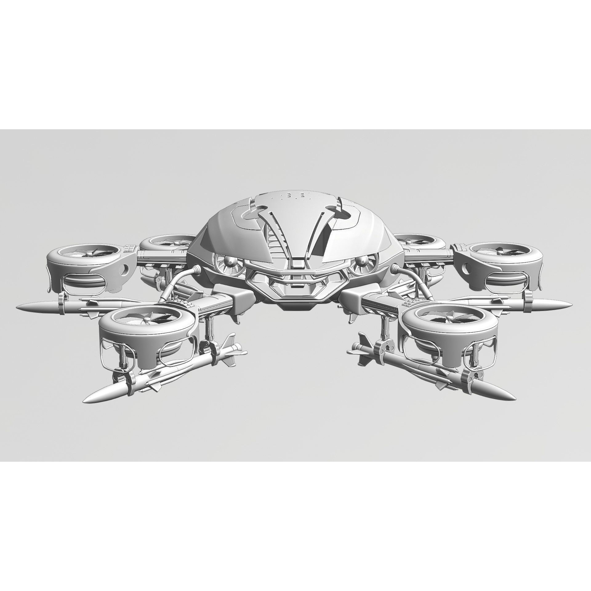 MissileCopter Drone - Game-Ready 3D Model - View 10