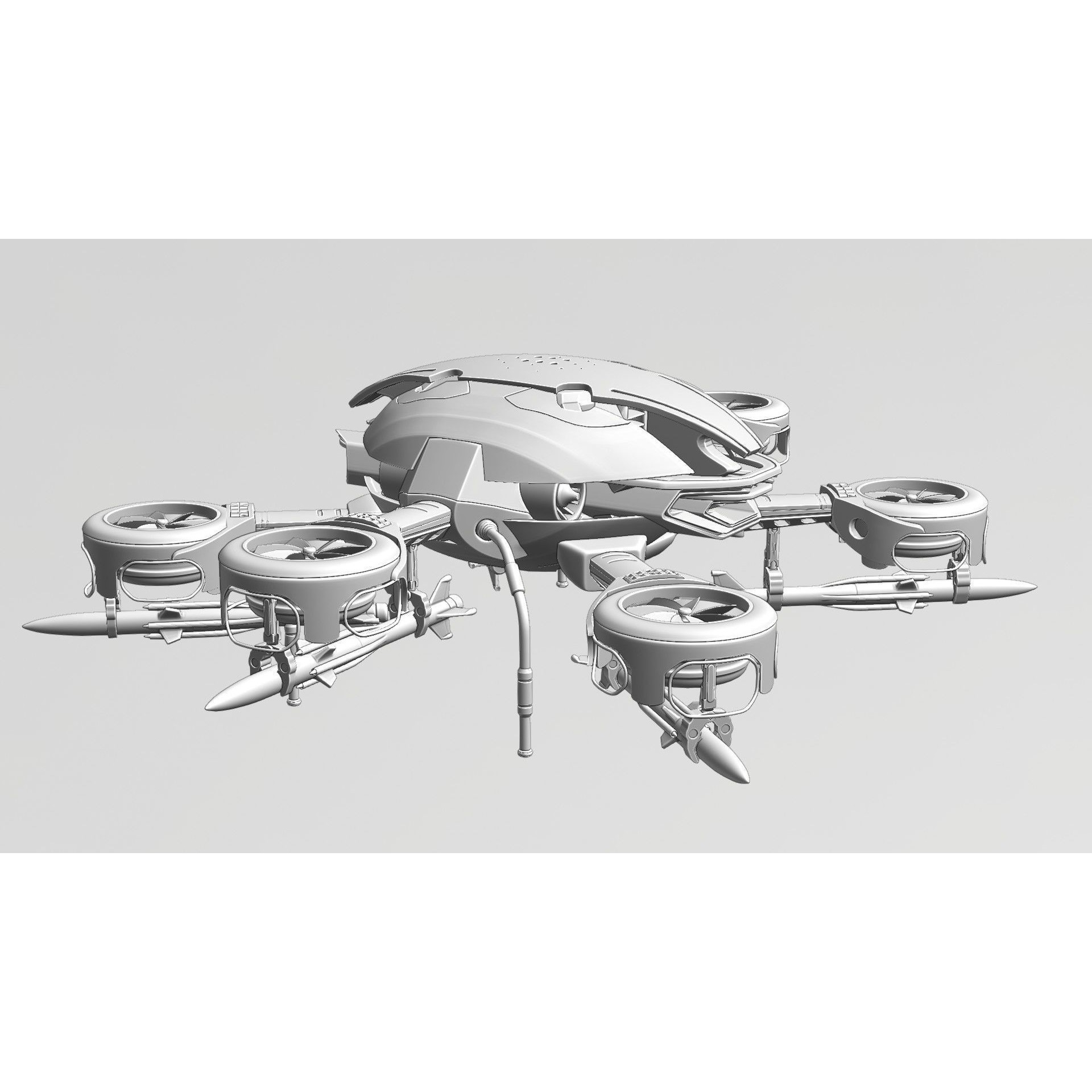 MissileCopter Drone - Game-Ready 3D Model - View 11