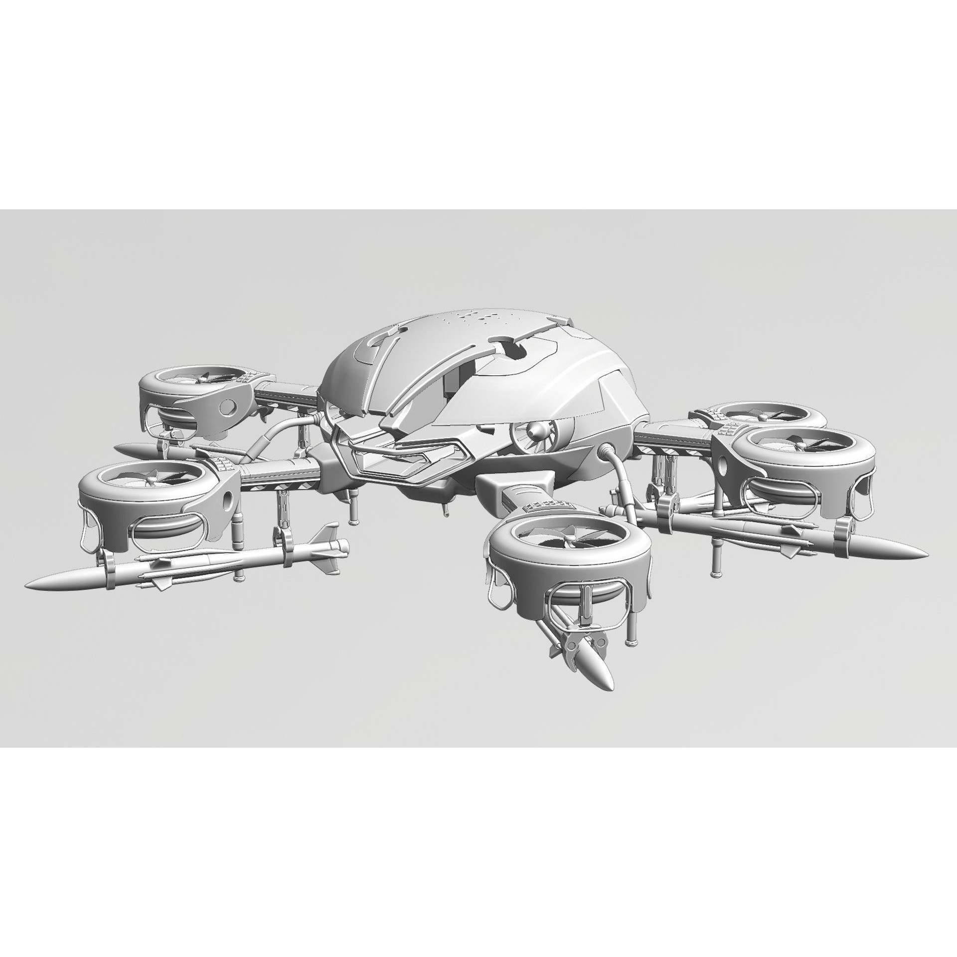 MissileCopter Drone - Game-Ready 3D Model - View 12