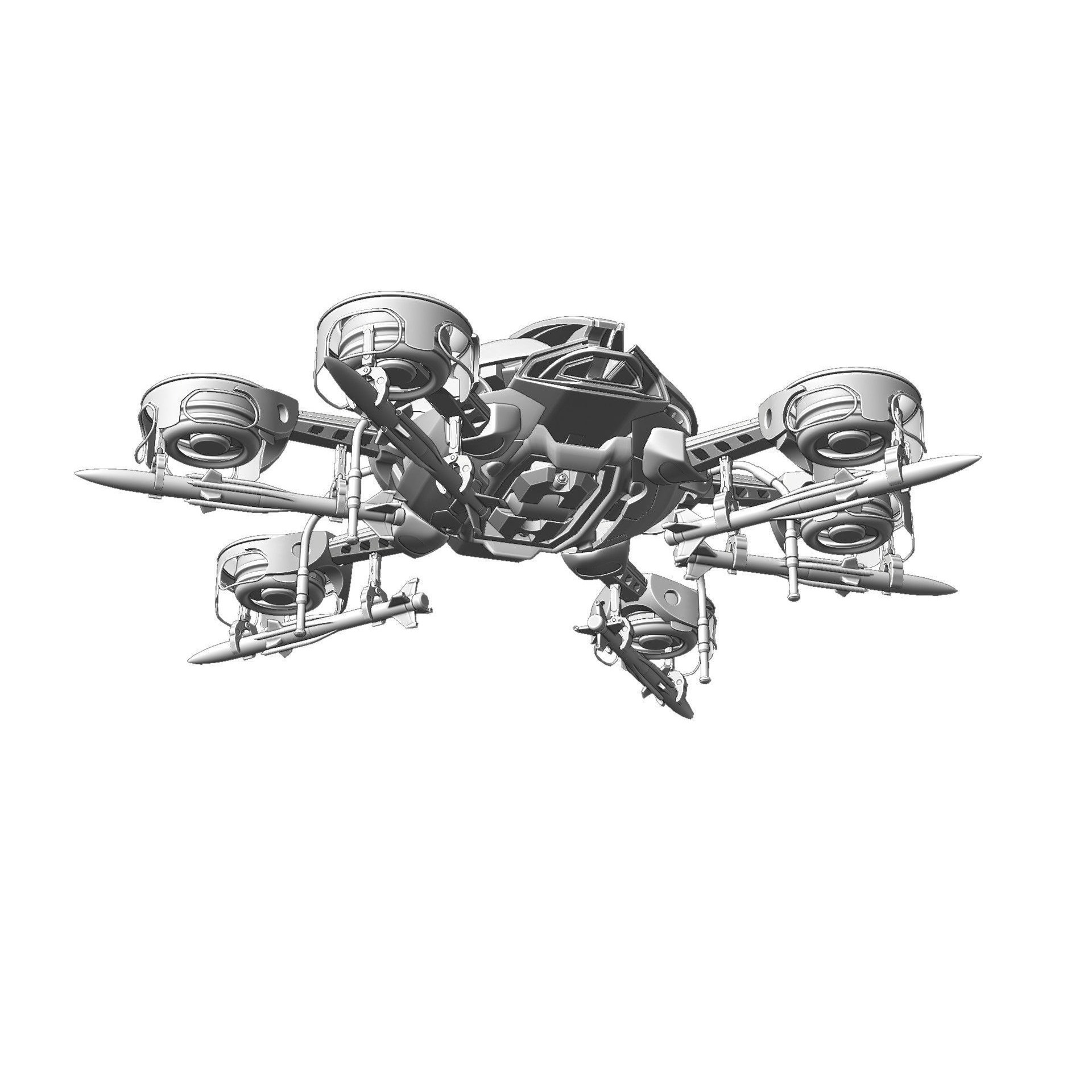 MissileCopter Drone - Game-Ready 3D Model - View 14