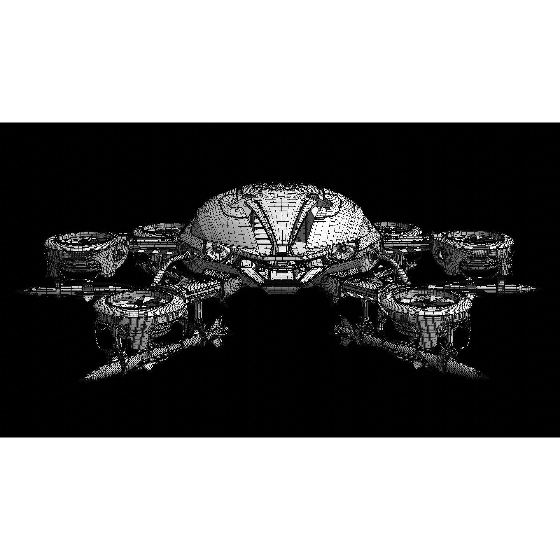 MissileCopter Drone - Game-Ready 3D Model - View 17