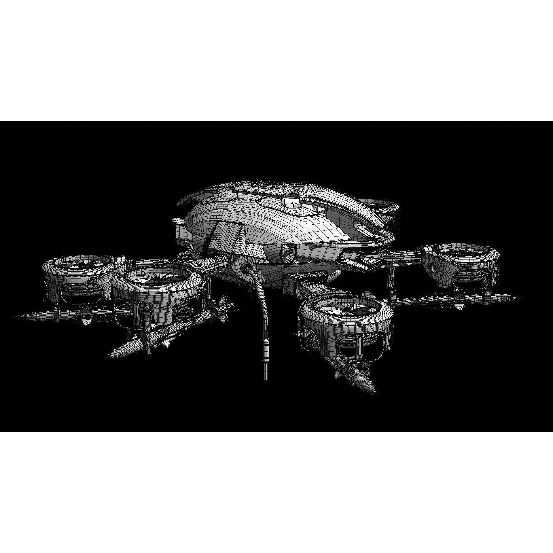 MissileCopter Drone - Game-Ready 3D Model - View 18