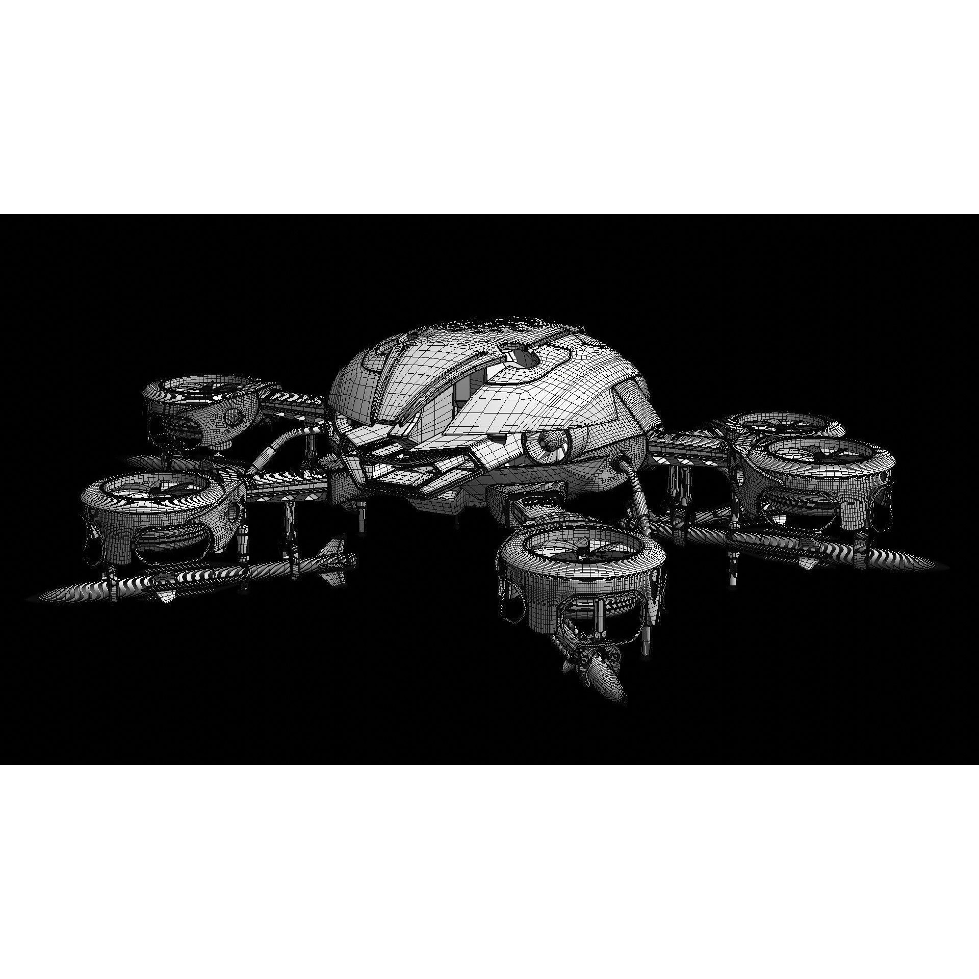 MissileCopter Drone - Game-Ready 3D Model - View 19