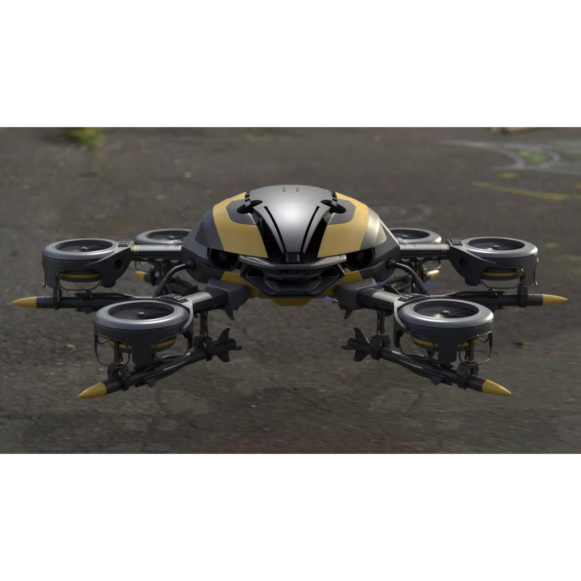 MissileCopter Drone - Game-Ready 3D Model - View 2
