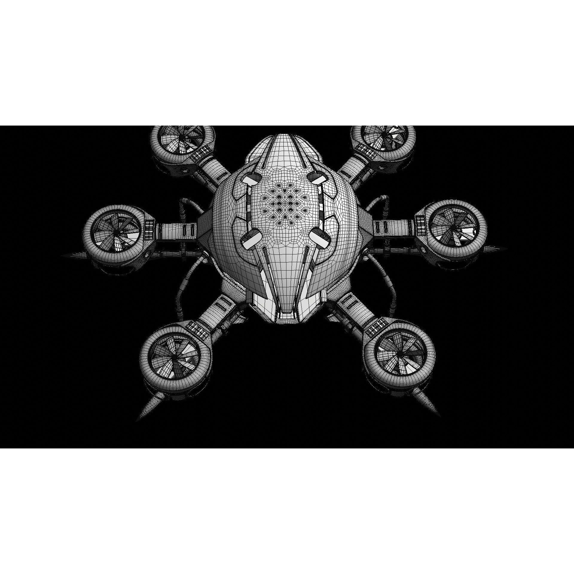 MissileCopter Drone - Game-Ready 3D Model - View 20