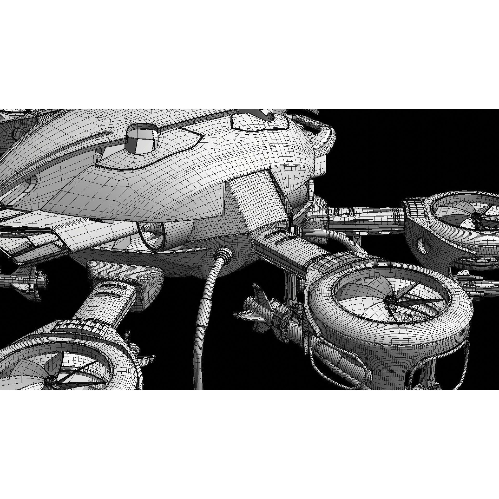 MissileCopter Drone - Game-Ready 3D Model - View 23
