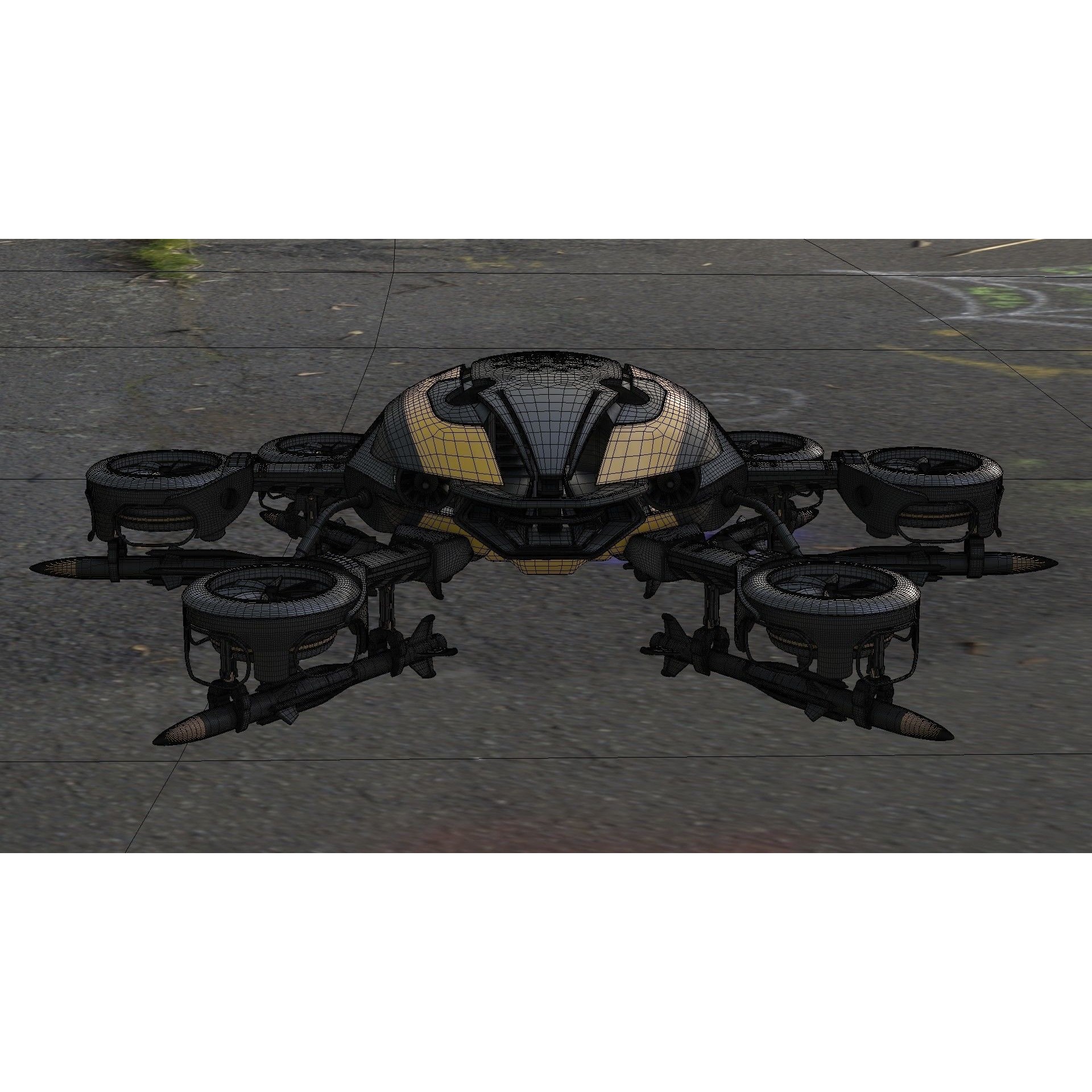 MissileCopter Drone - Game-Ready 3D Model - View 24