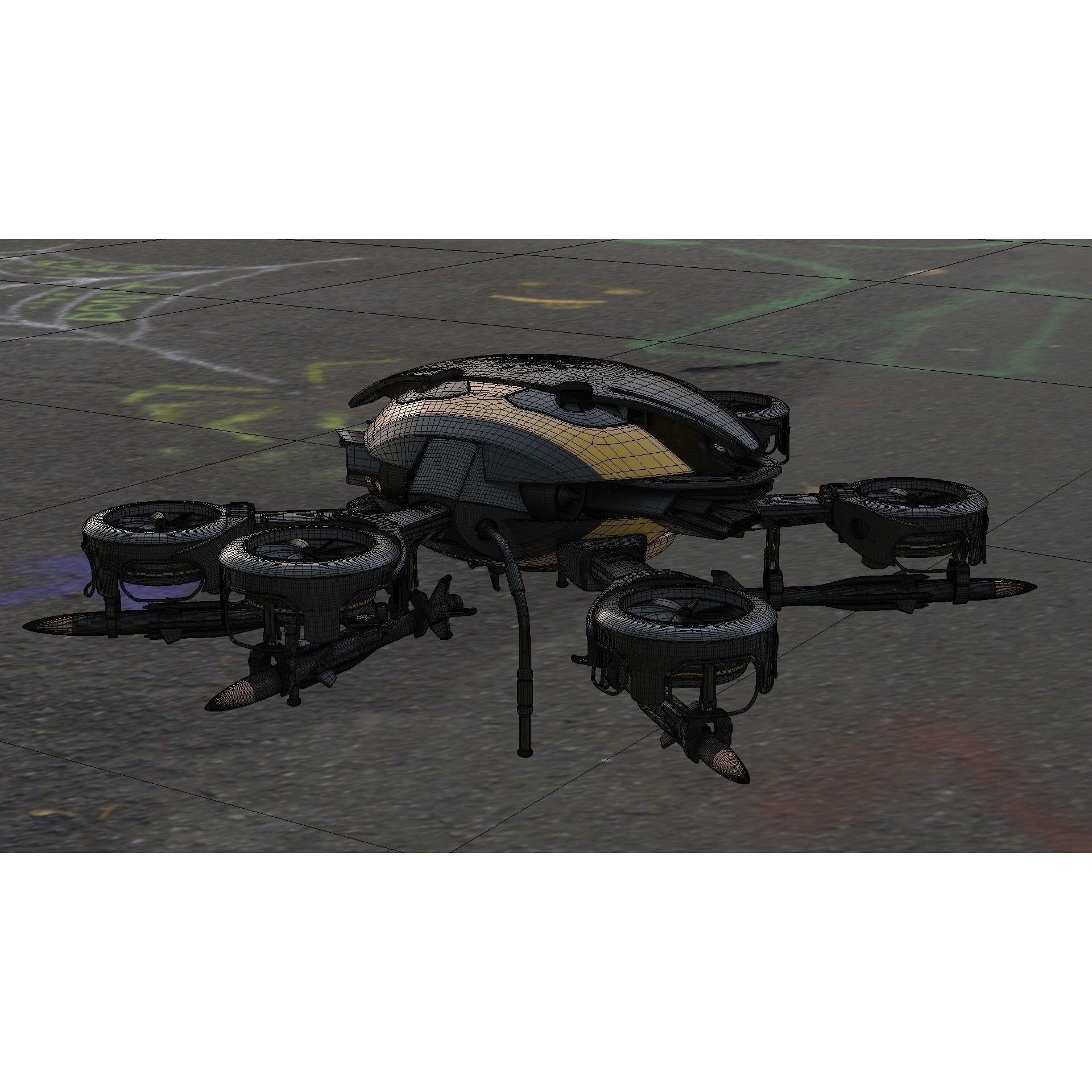 MissileCopter Drone - Game-Ready 3D Model - View 25