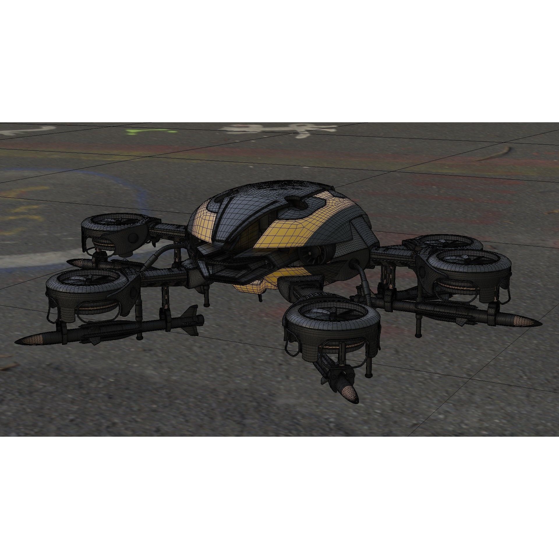 MissileCopter Drone - Game-Ready 3D Model - View 26