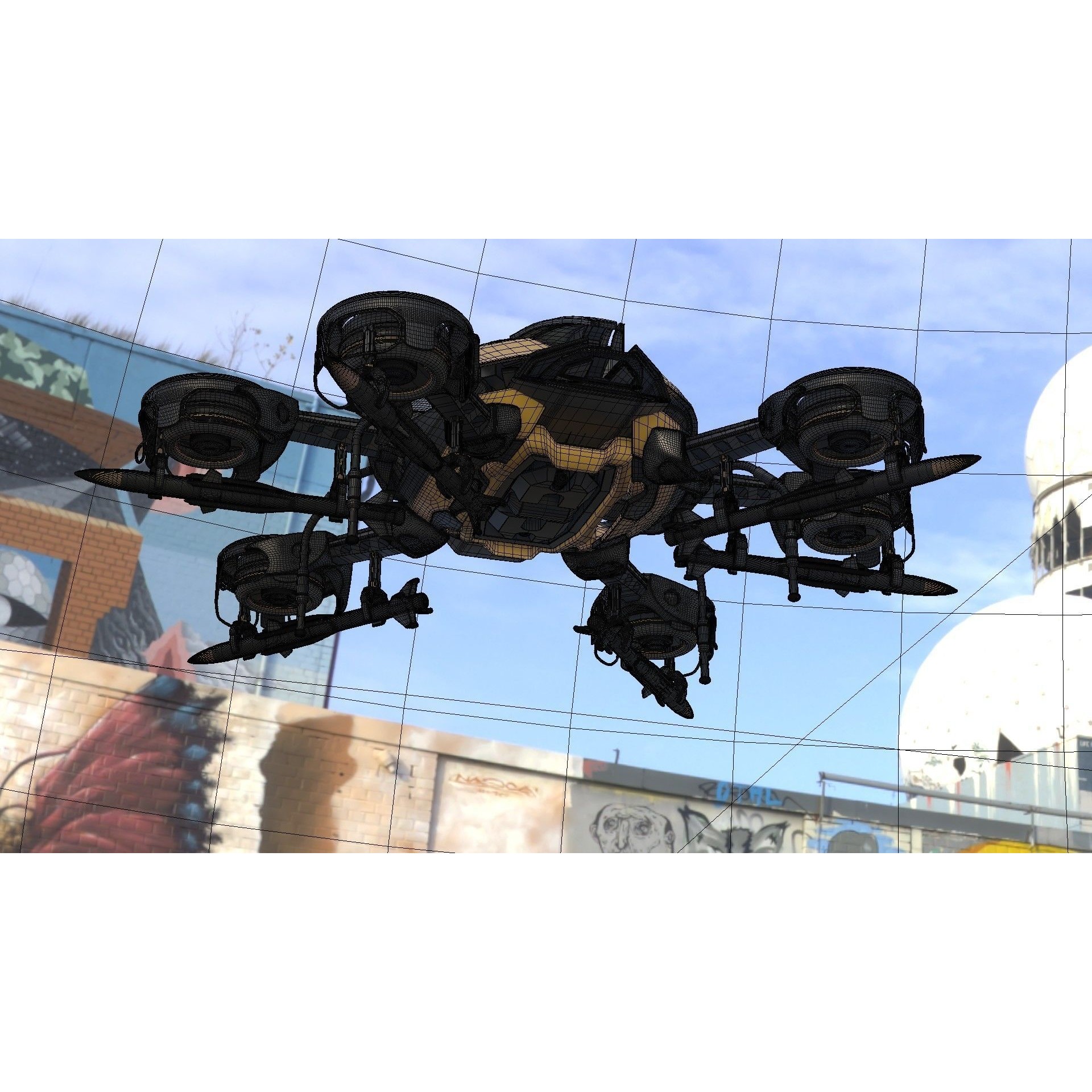 MissileCopter Drone - Game-Ready 3D Model - View 28