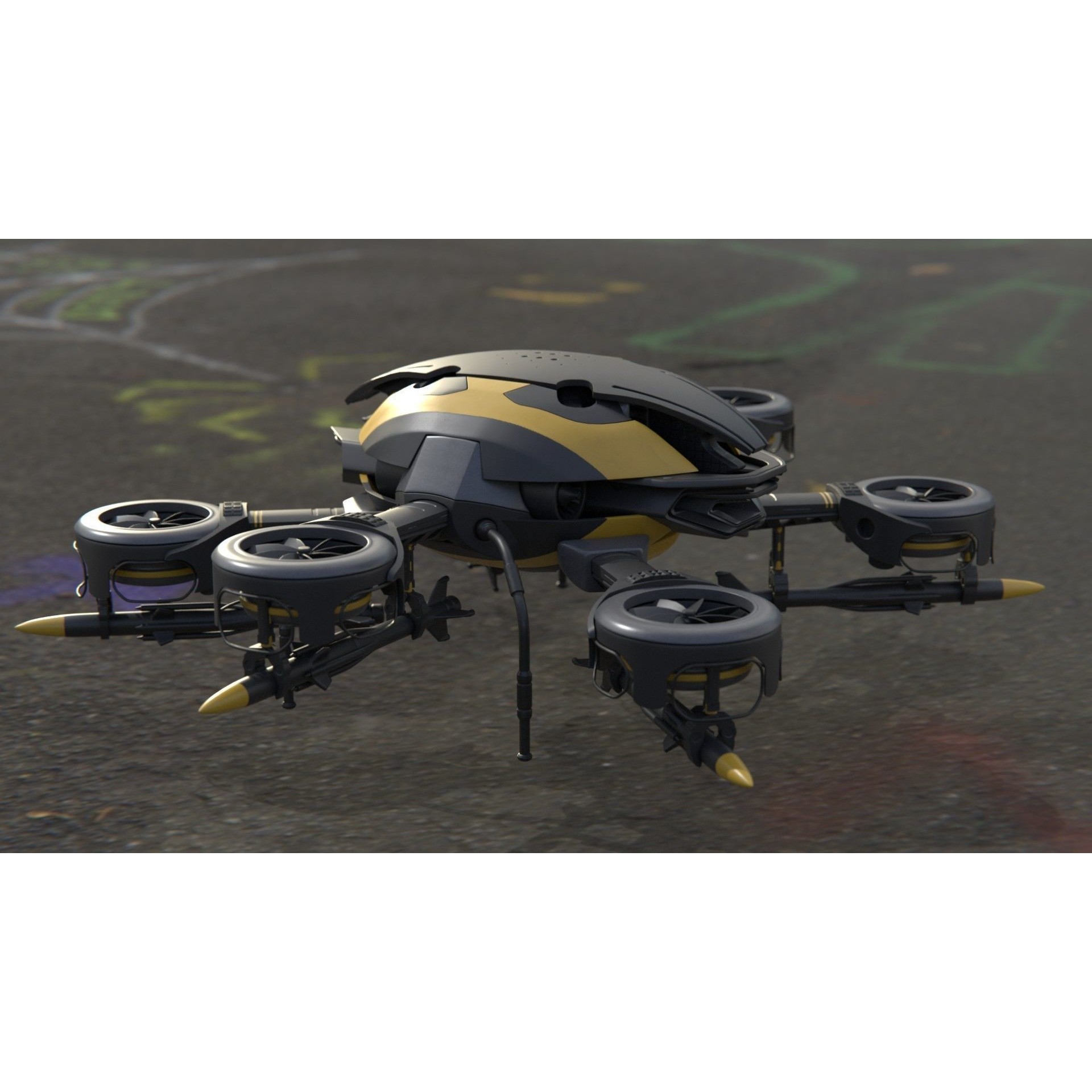 MissileCopter Drone - Game-Ready 3D Model - View 3