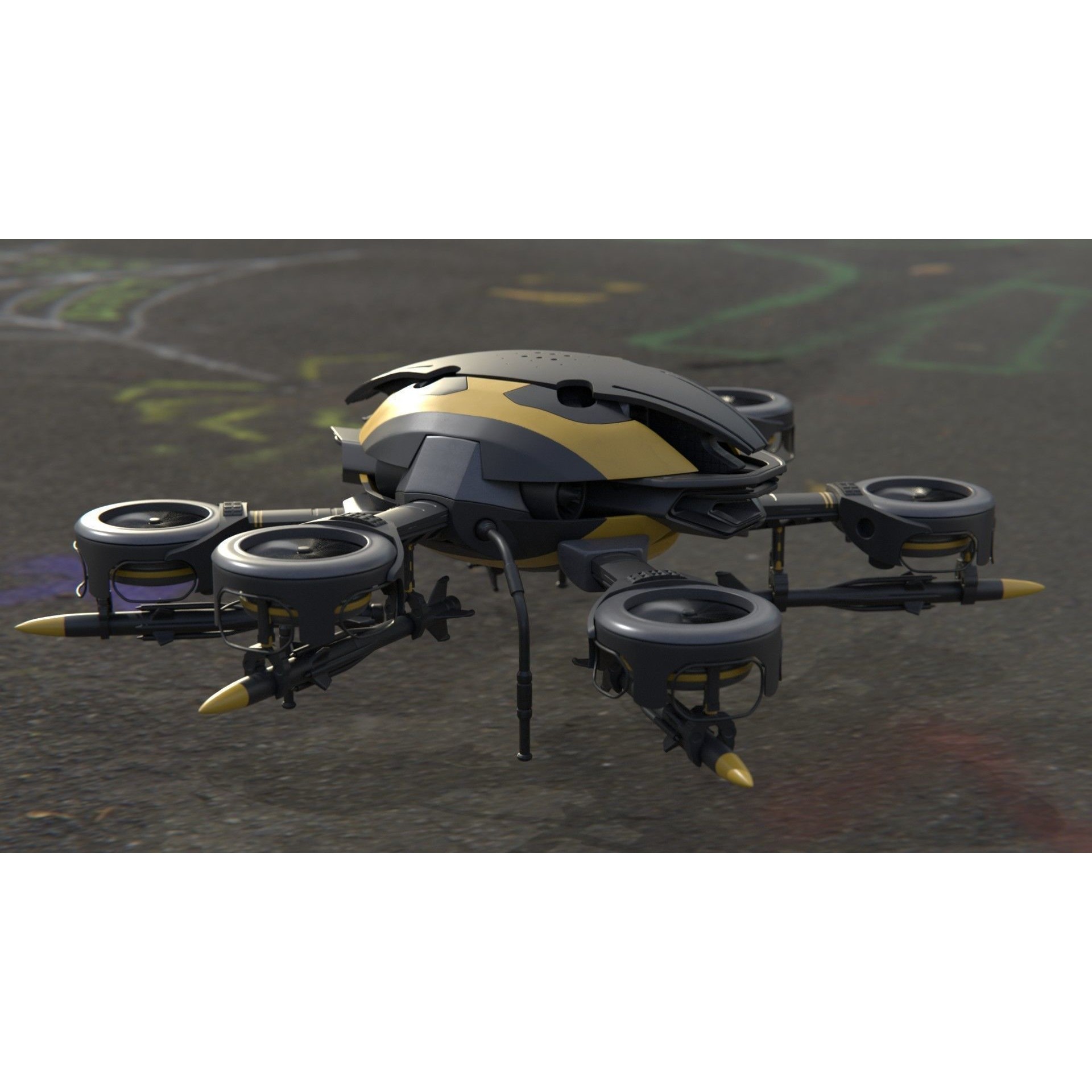 MissileCopter Drone - Game-Ready 3D Model - View 4