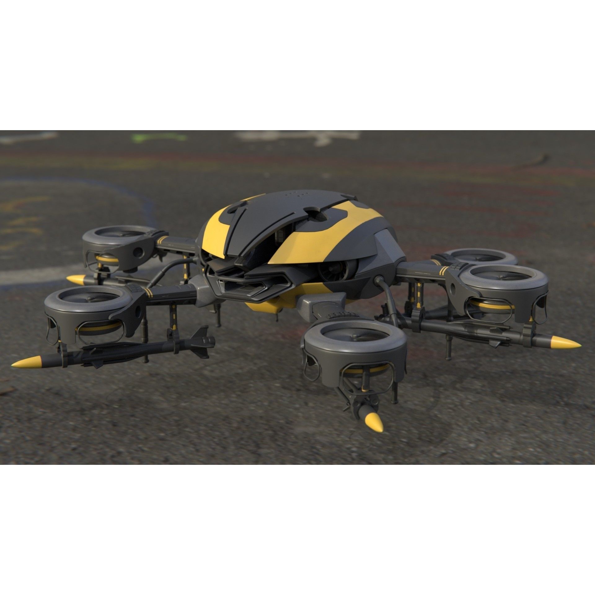MissileCopter Drone - Game-Ready 3D Model - View 5