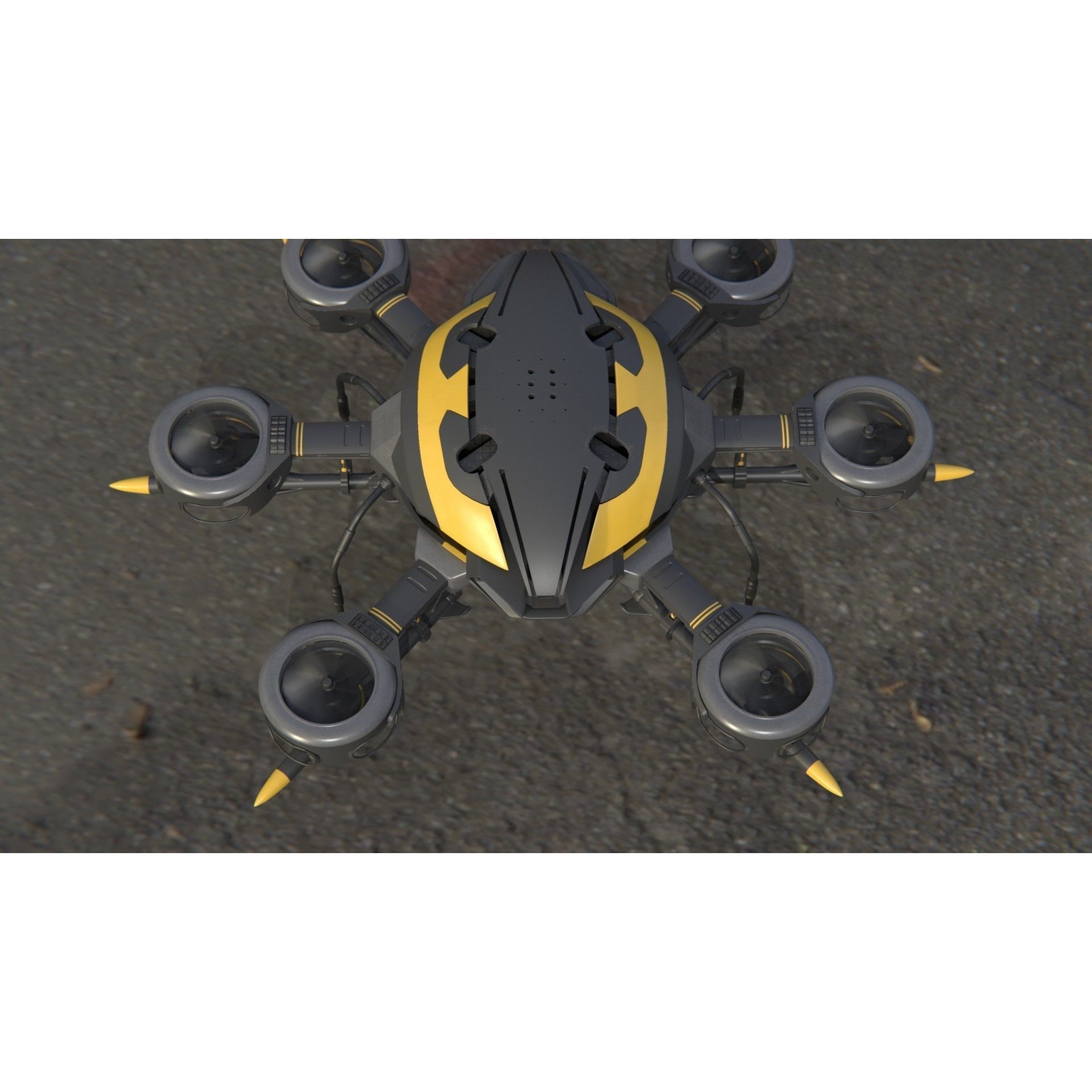 MissileCopter Drone - Game-Ready 3D Model - View 6