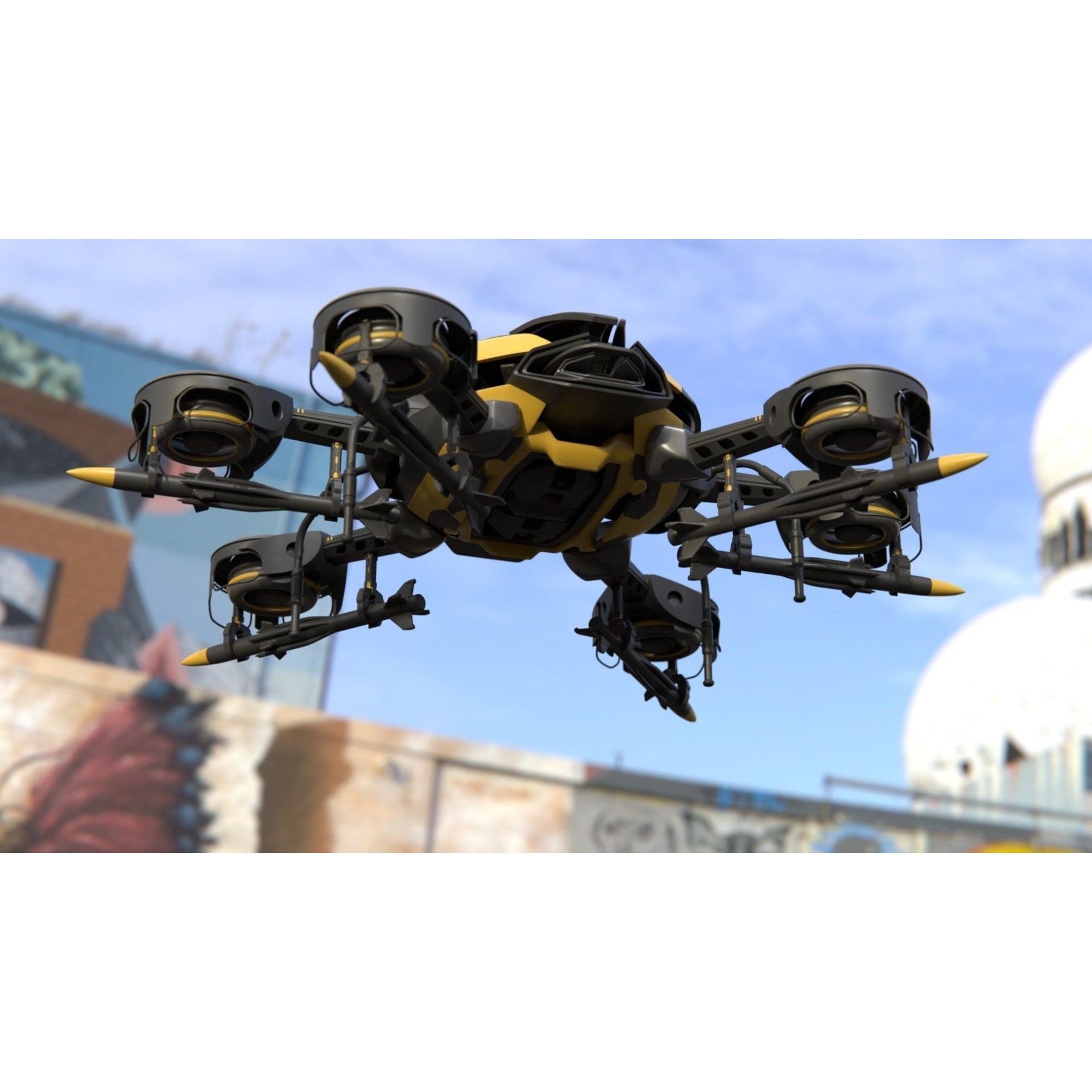 MissileCopter Drone - Game-Ready 3D Model - View 7