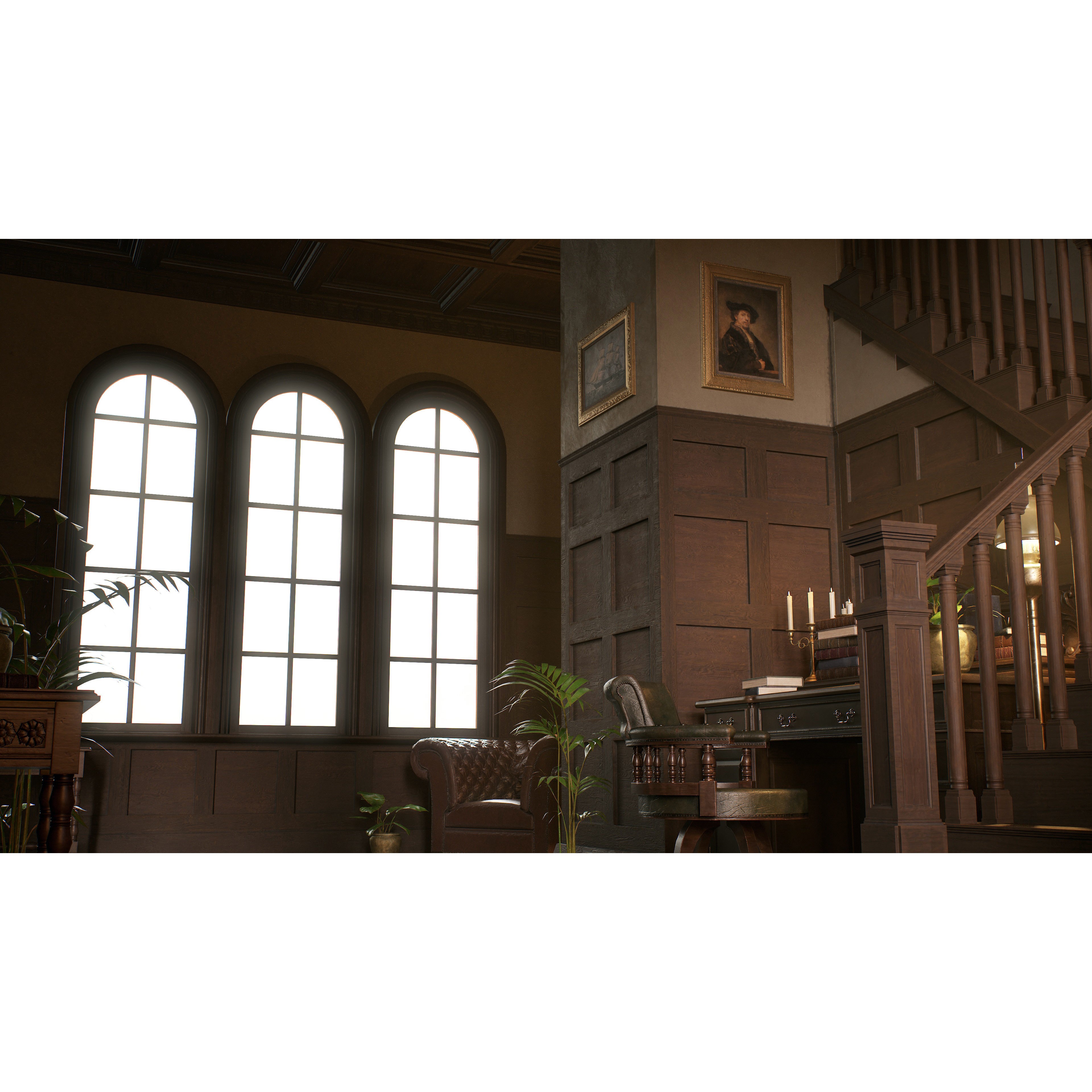 Victorian Hallway - Low-Poly Game-Ready 3D Model - View 10