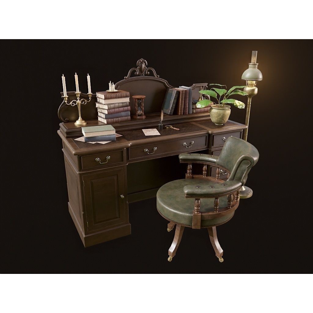 Victorian Hallway - Low-Poly Game-Ready 3D Model - View 12