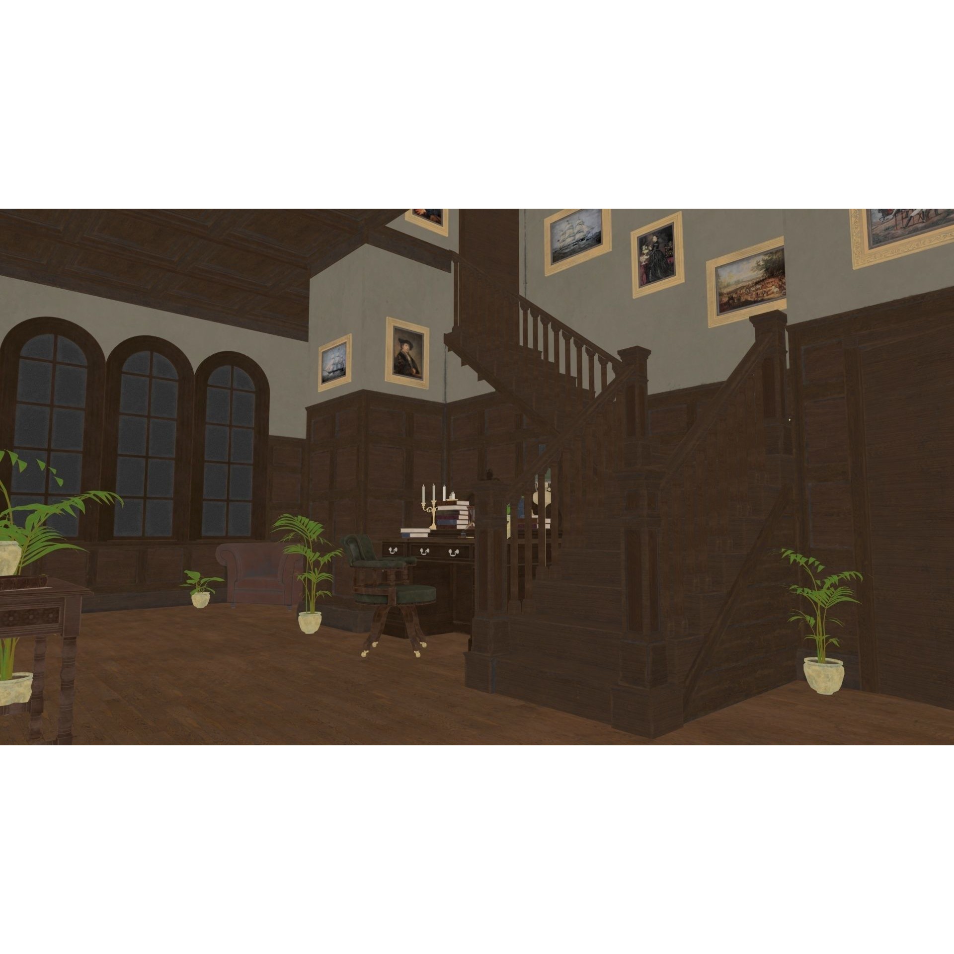 Victorian Hallway - Low-Poly Game-Ready 3D Model - View 18