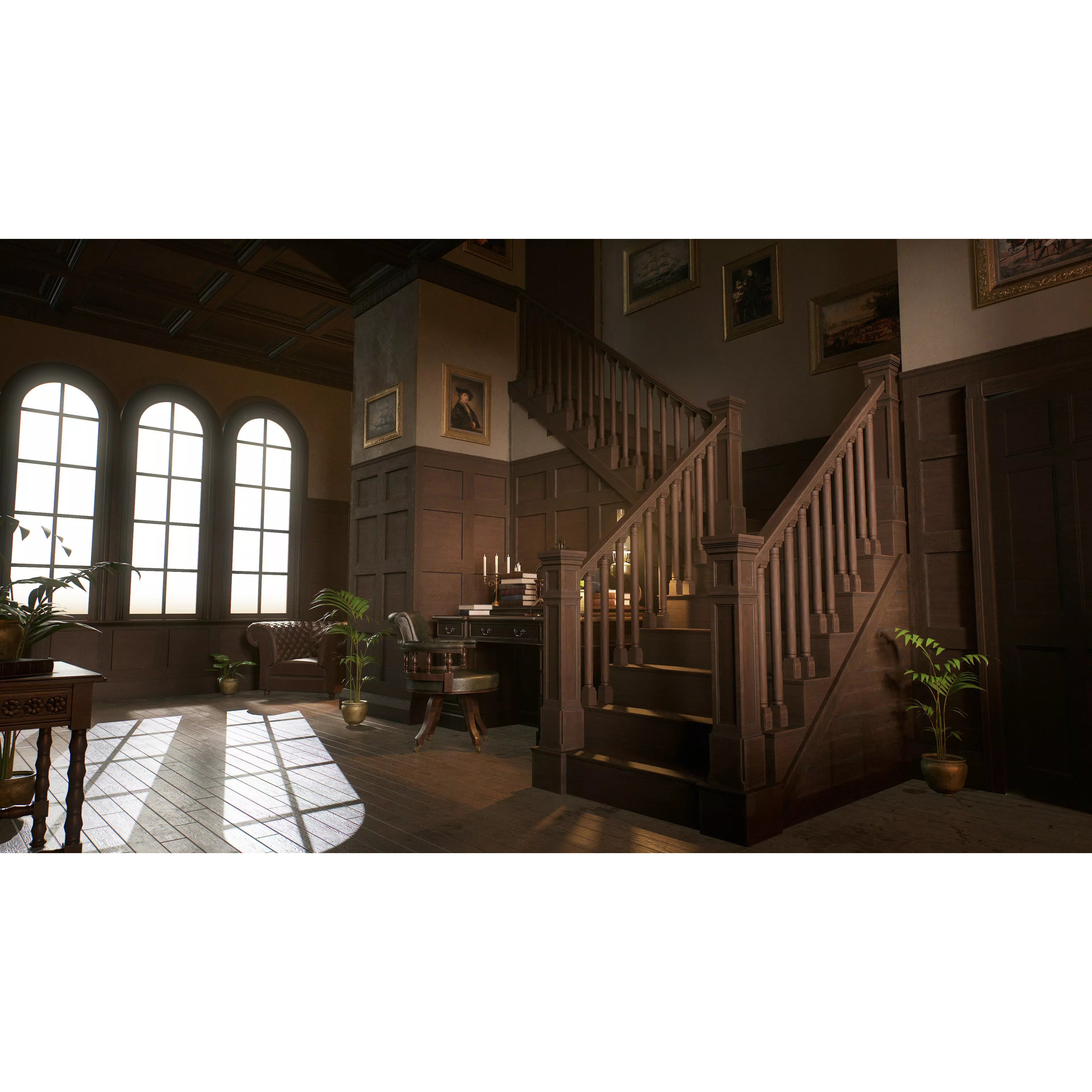 Victorian Hallway - Low-Poly Game-Ready 3D Model - View 2