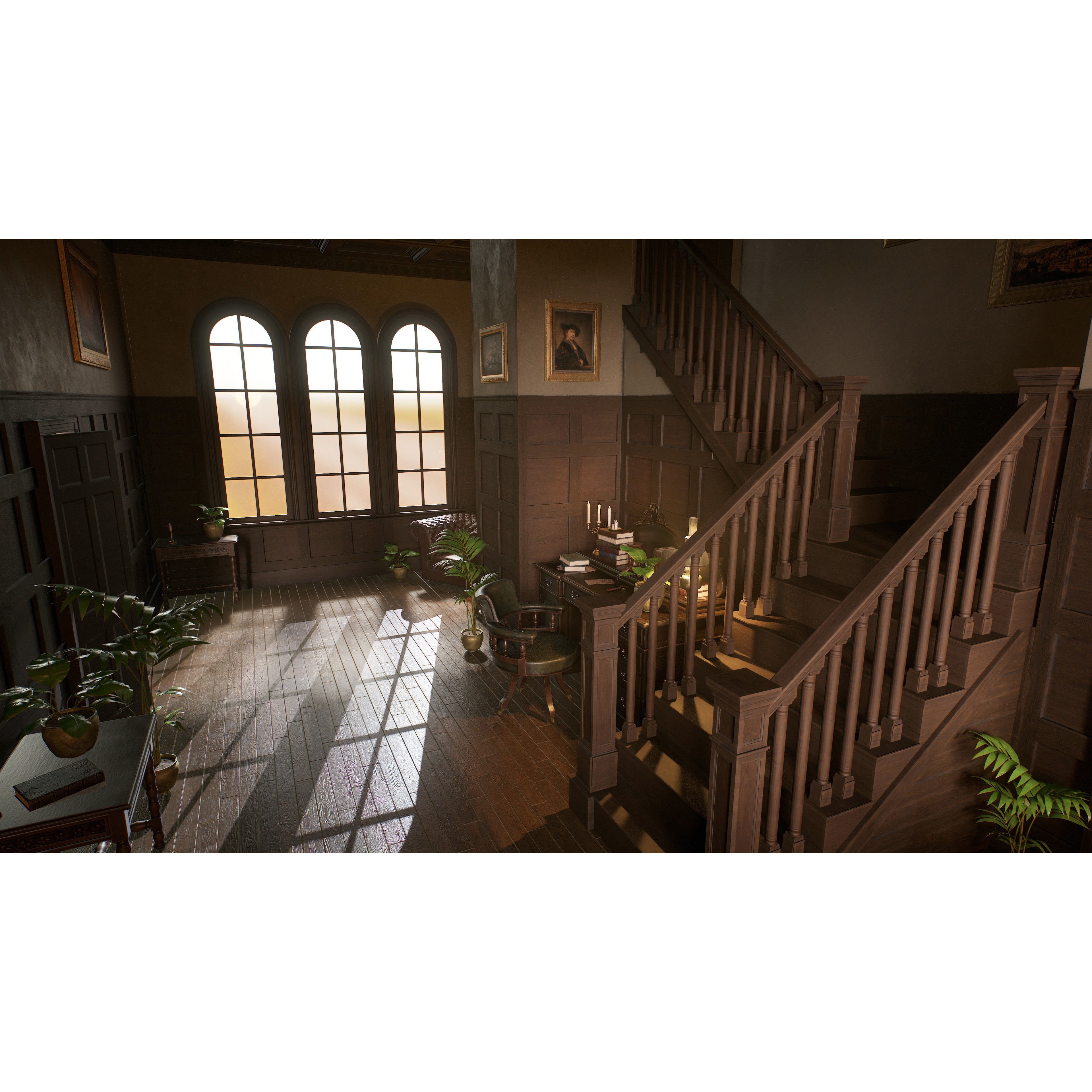 Victorian Hallway - Low-Poly Game-Ready 3D Model - View 3