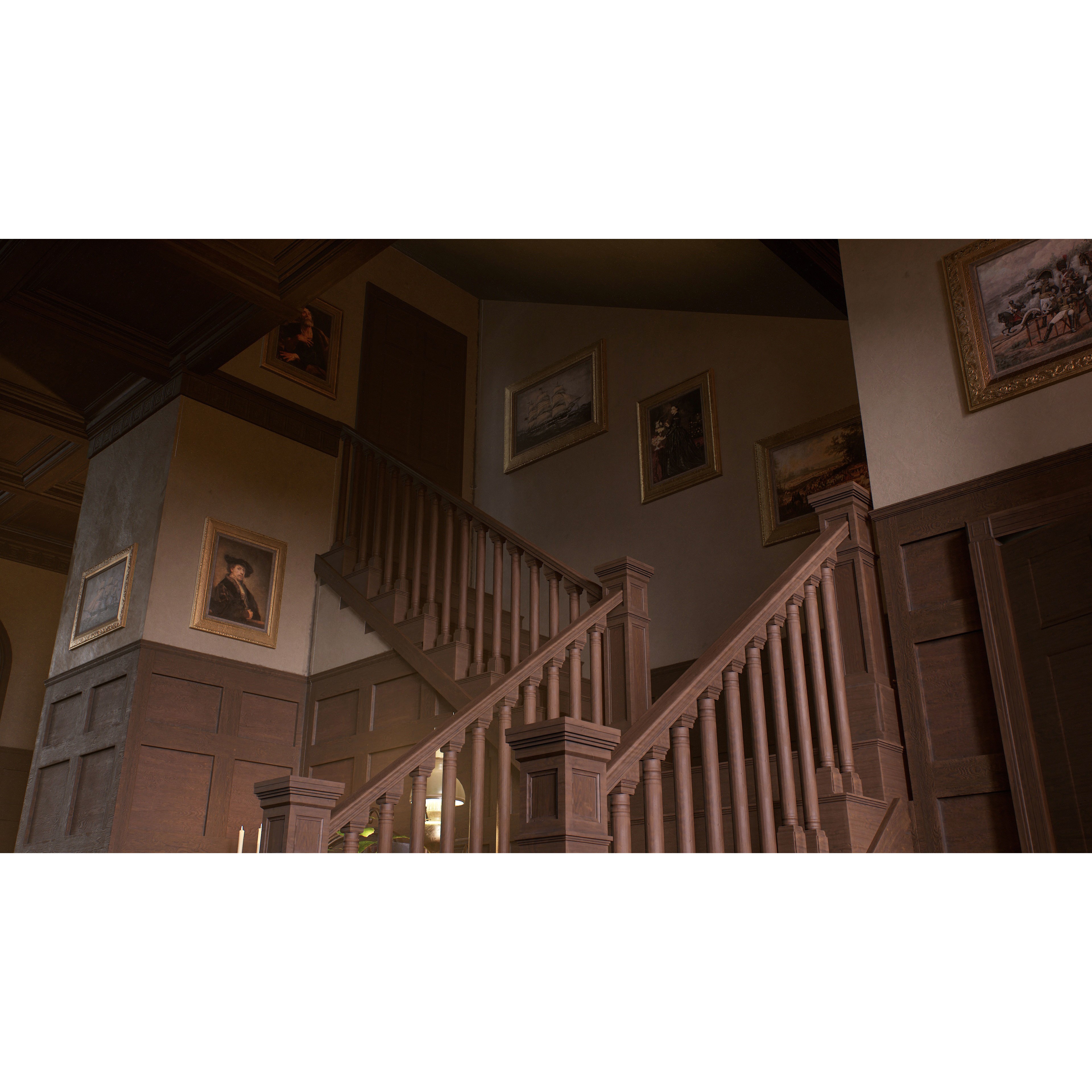 Victorian Hallway - Low-Poly Game-Ready 3D Model - View 9
